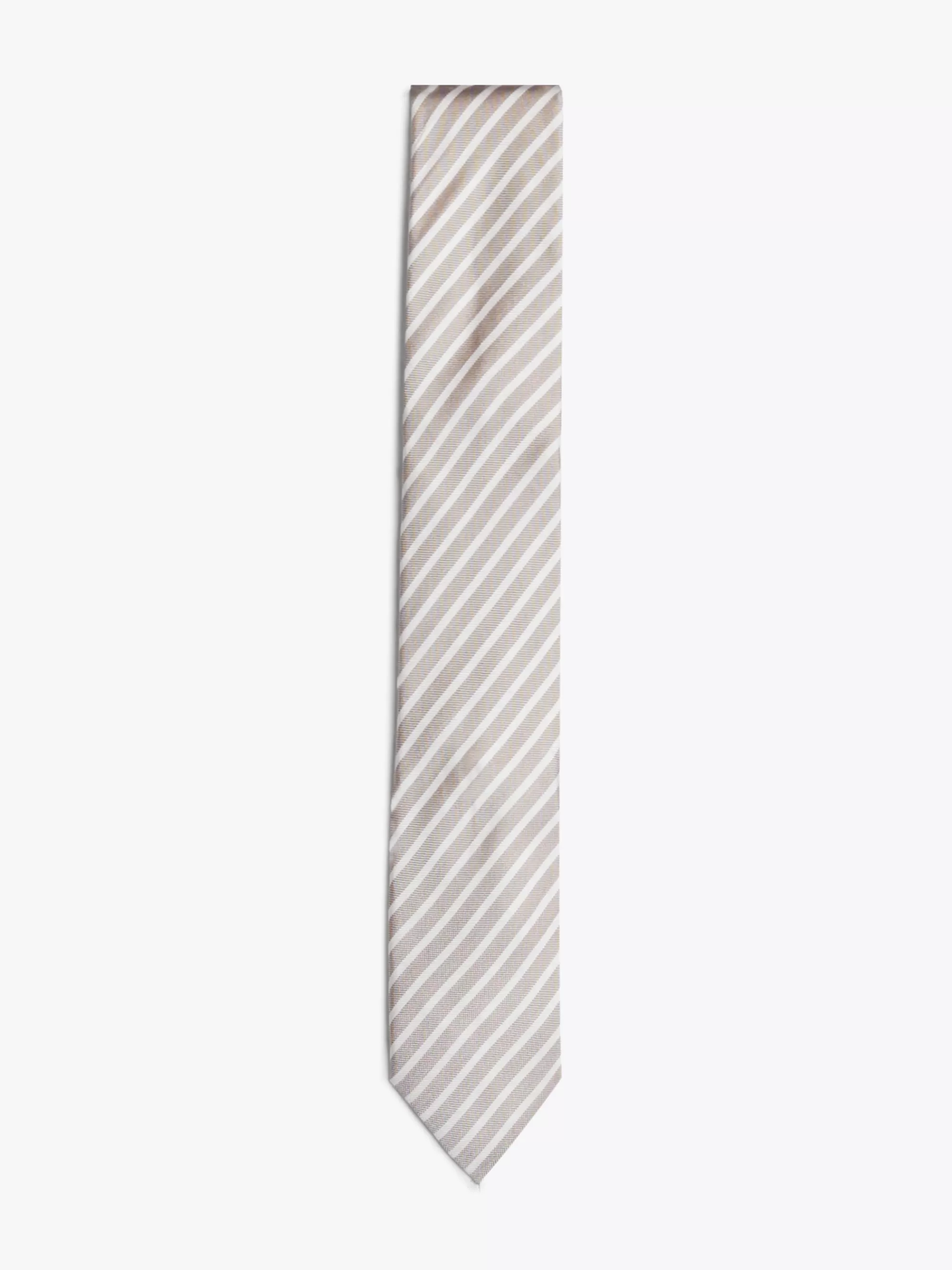 Stropdassen & Pochetten*Tommy Hilfiger Geweven Zijden Das Met Strepen CLASSIC BEIGE / OFF WHITE STRIPE