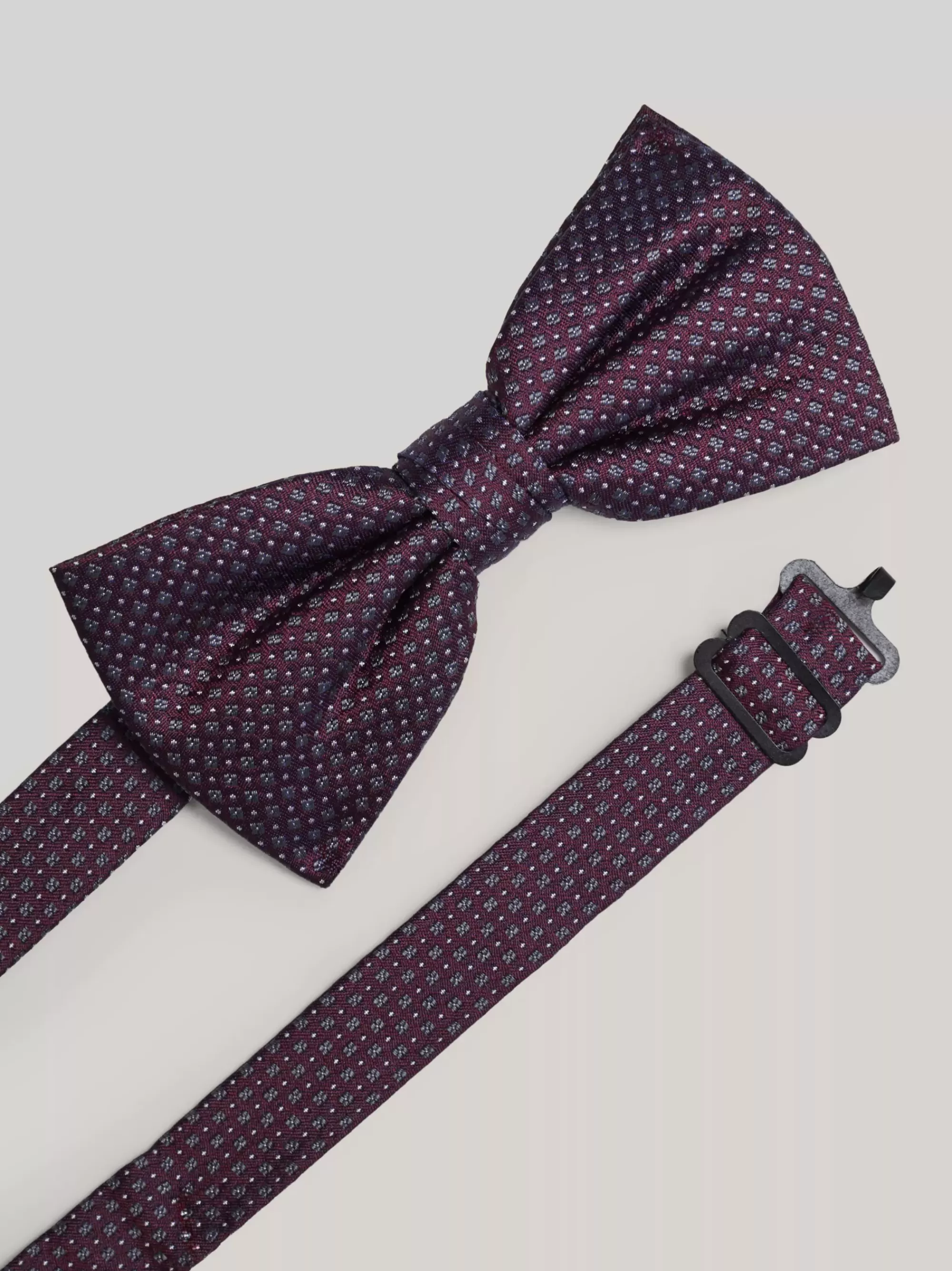 Stropdassen & Pochetten*Tommy Hilfiger Geweven Zijden Vlinderdas Met Microstippen DEEP ROUGE / GREY