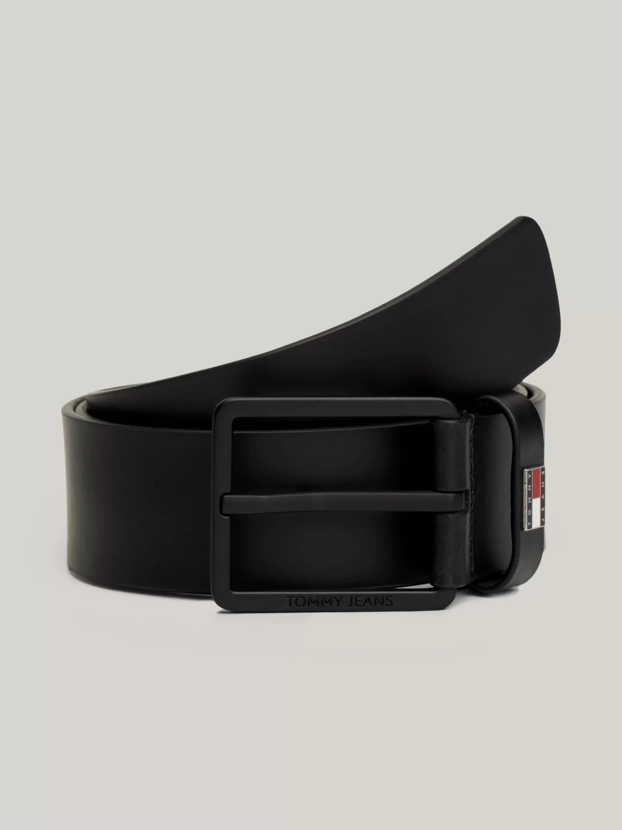 Riemen*Tommy Hilfiger Gladde Leren Riem Met Logo BLACK