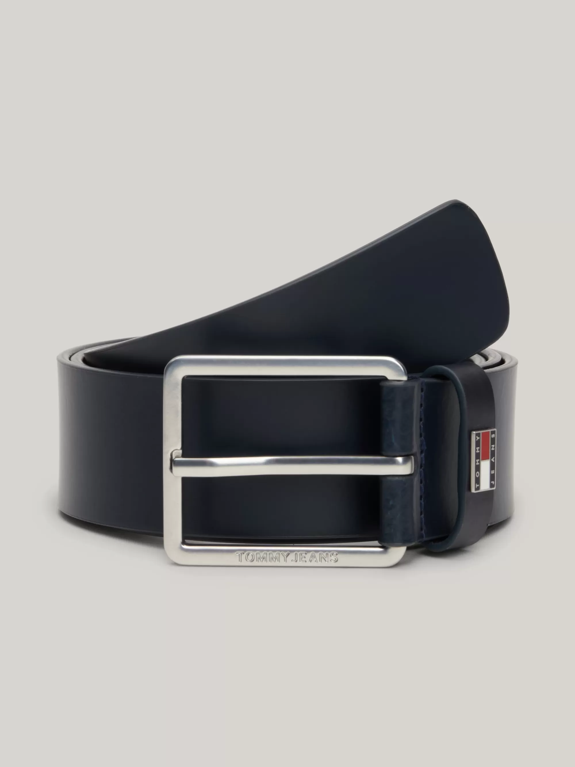 Riemen*Tommy Hilfiger Gladde Leren Riem Met Logo DARK NIGHT NAVY
