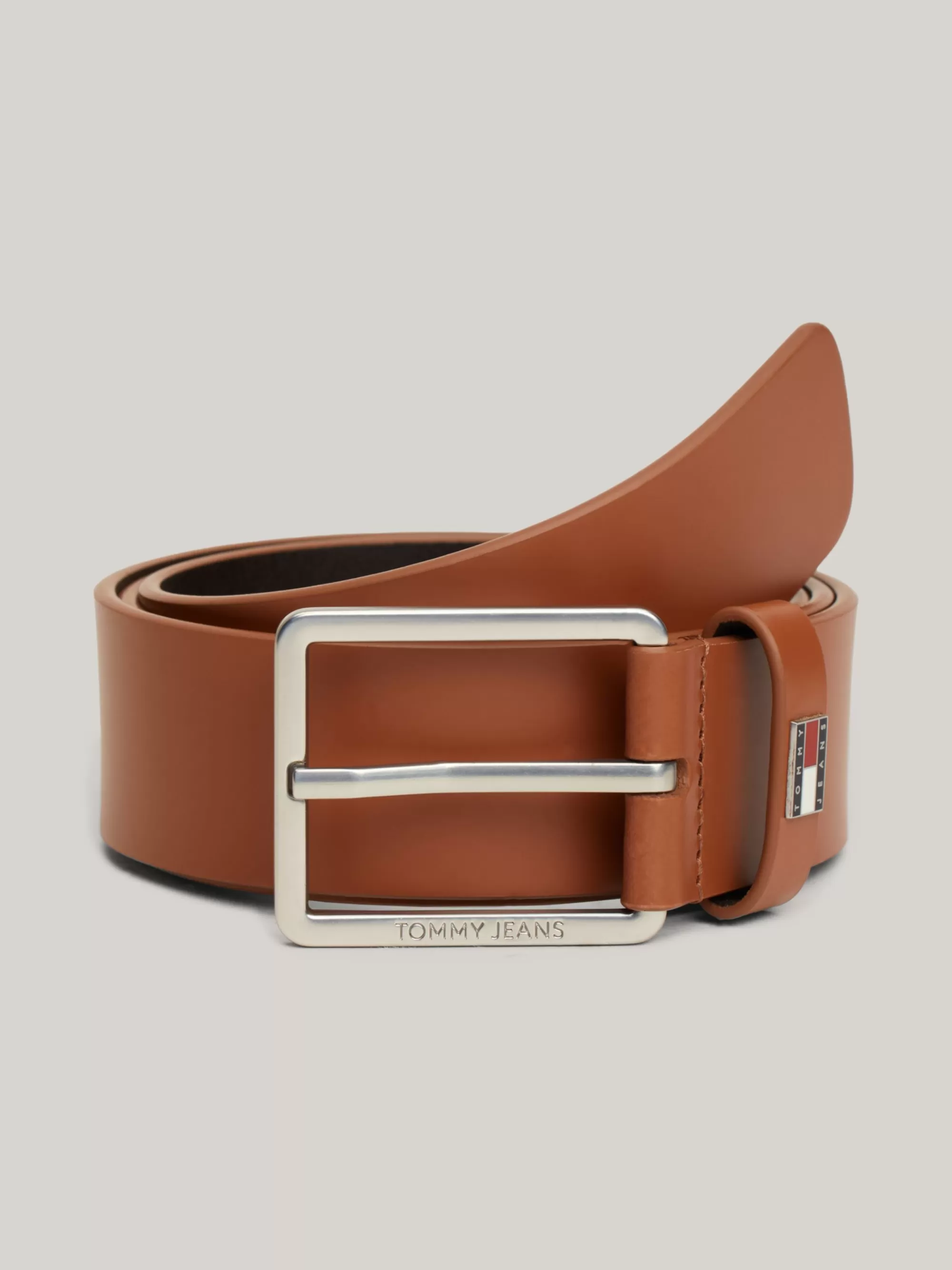 Riemen*Tommy Hilfiger Gladde Leren Riem Met Logo COGNAC