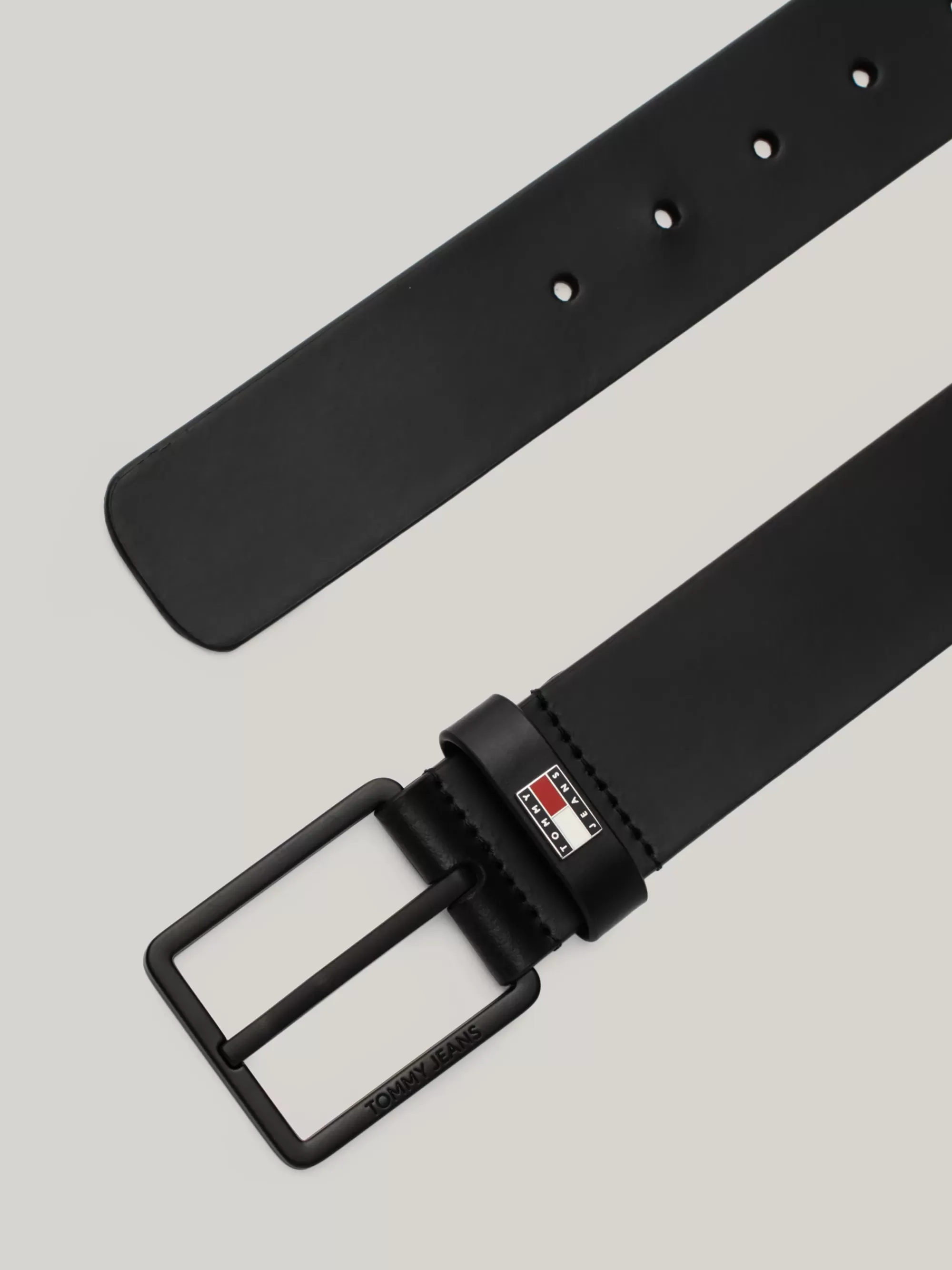 Riemen*Tommy Hilfiger Gladde Leren Riem Met Logo BLACK
