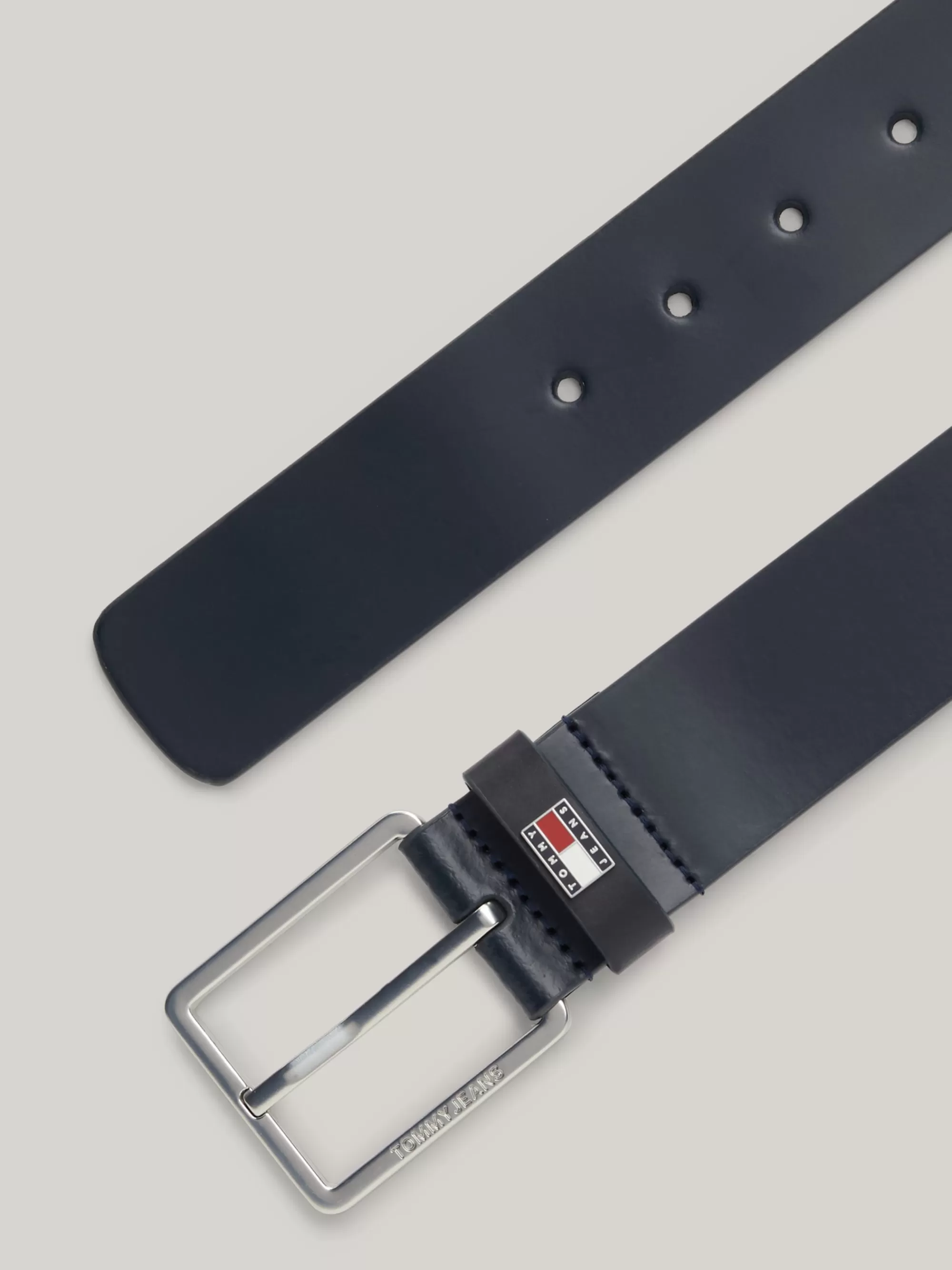 Riemen*Tommy Hilfiger Gladde Leren Riem Met Logo DARK NIGHT NAVY