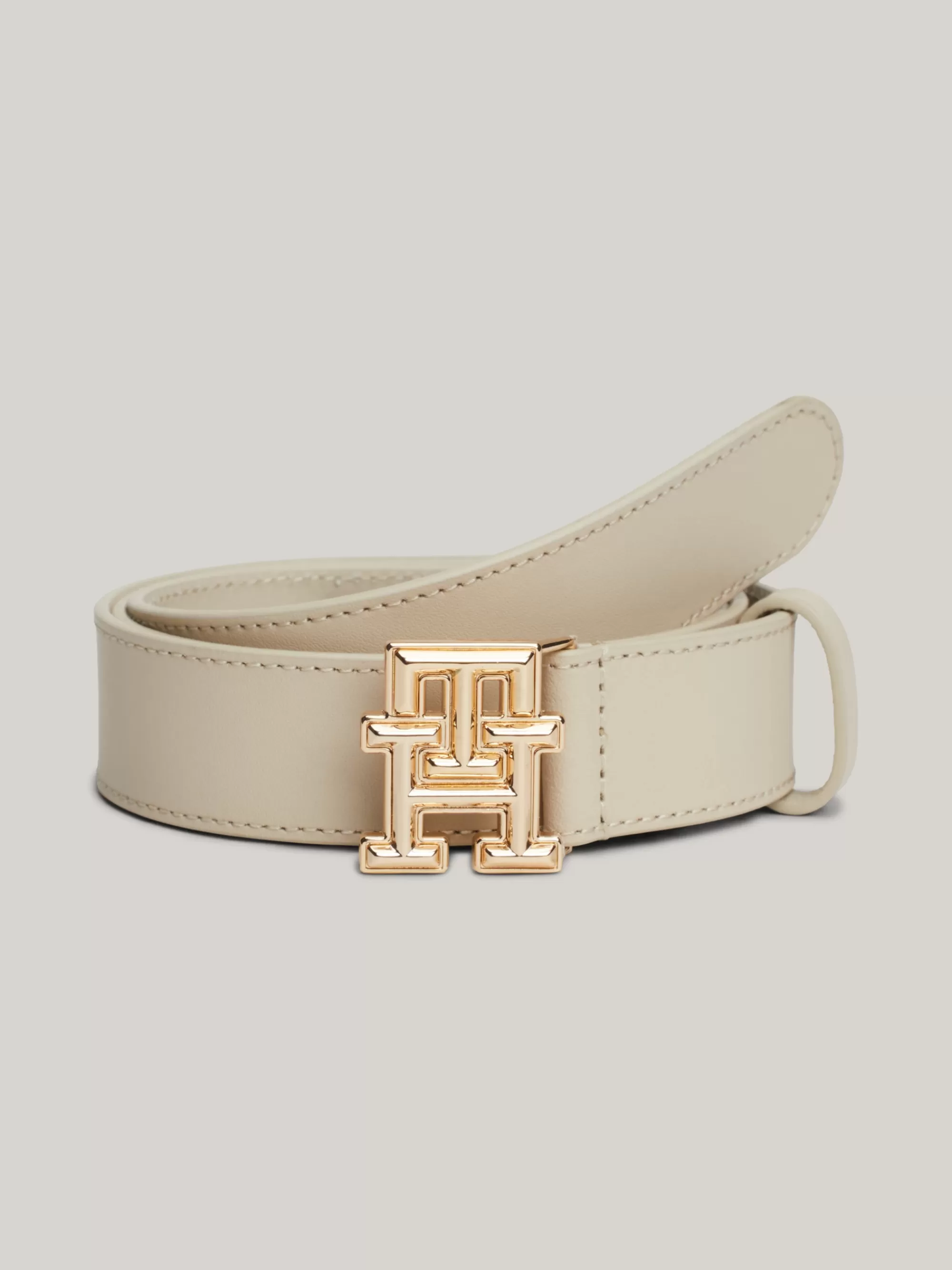 Riemen*Tommy Hilfiger Gladleren Riem Met Monogramgesp CLASSIC BEIGE