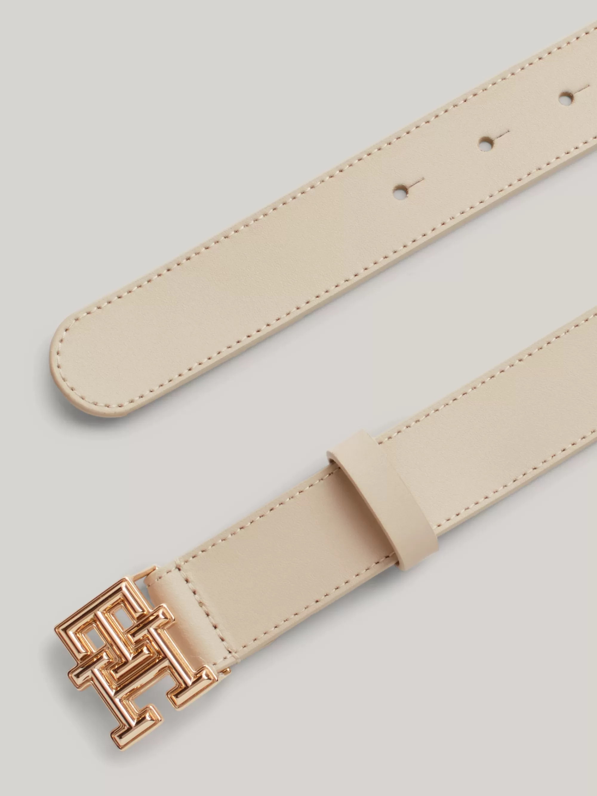Riemen*Tommy Hilfiger Gladleren Riem Met Monogramgesp CLASSIC BEIGE