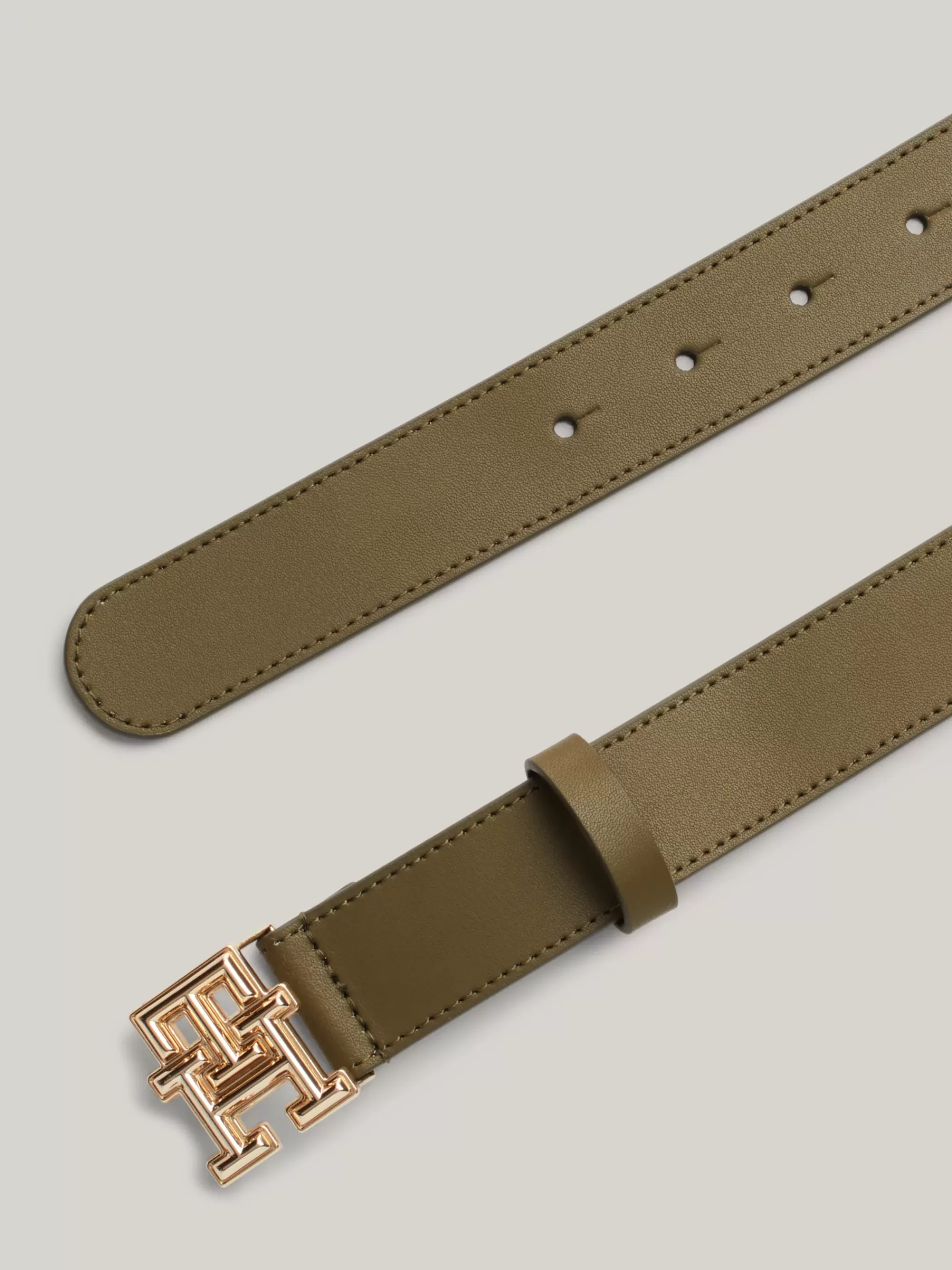 Riemen*Tommy Hilfiger Gladleren Riem Met Monogramgesp UTILITY OLIVE