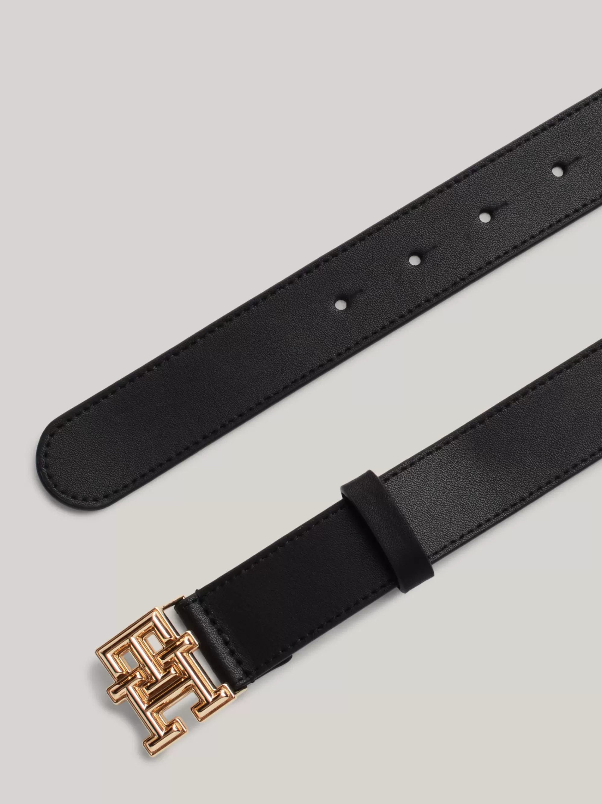 Riemen*Tommy Hilfiger Gladleren Riem Met Monogramgesp BLACK