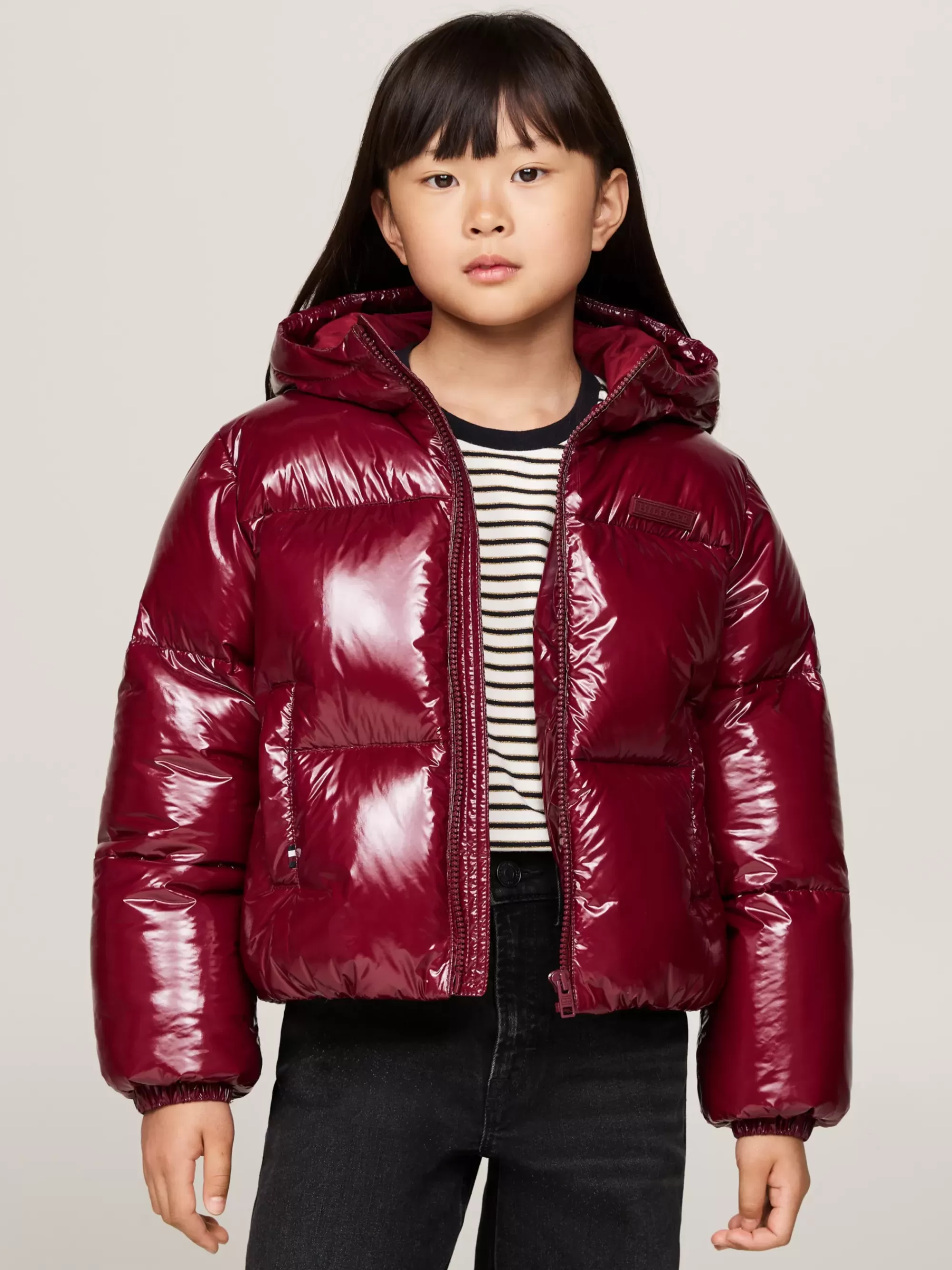 Jassen & Jacks*Tommy Hilfiger Glanzend Relaxed Fit Pufferjack DEEP ROUGE