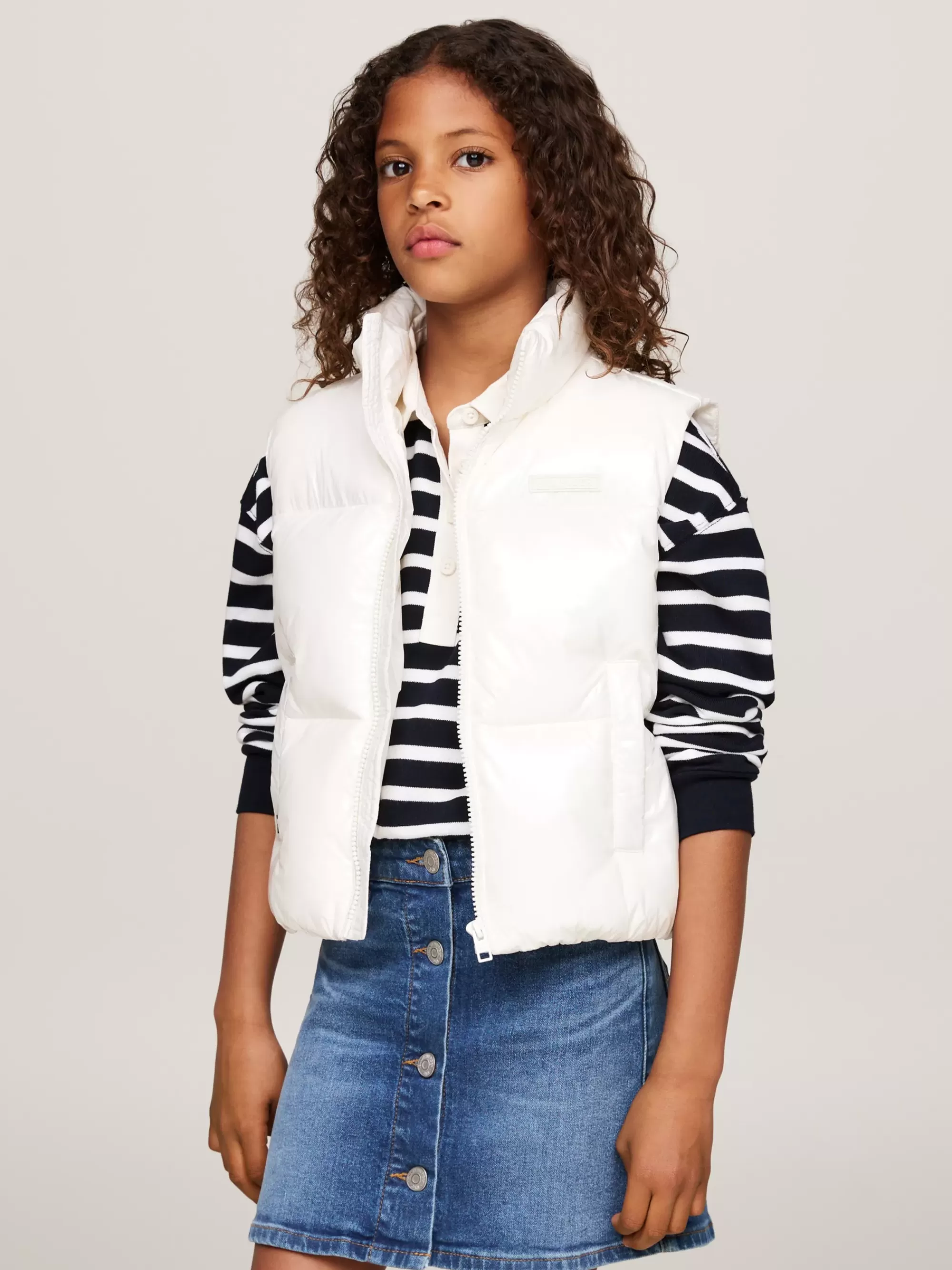Jassen & Jacks*Tommy Hilfiger Glanzende Relaxed Fit Pufferbodywarmer ANCIENT WHITE