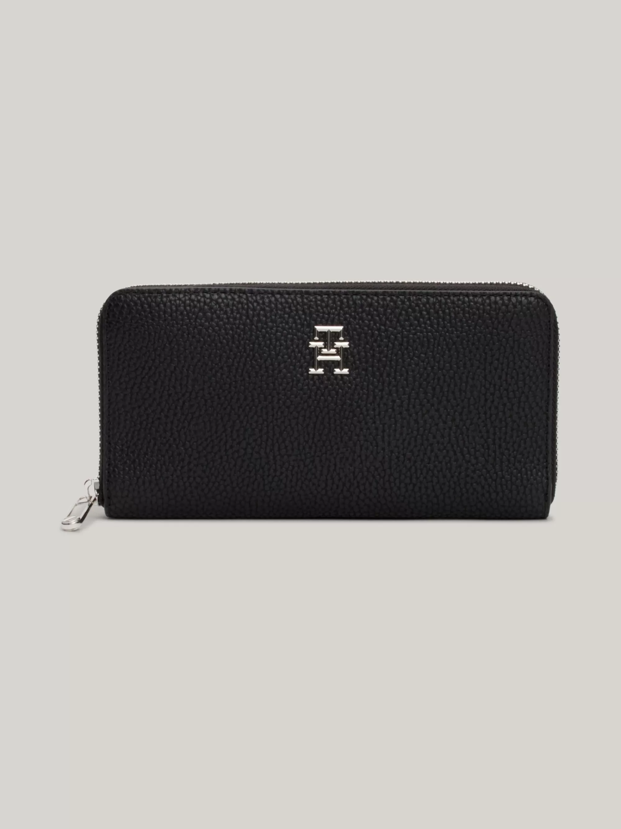 Portemonnees & Sleutelhangers*Tommy Hilfiger Grote Zip-around Portemonnee Met TH-embleem BLACK