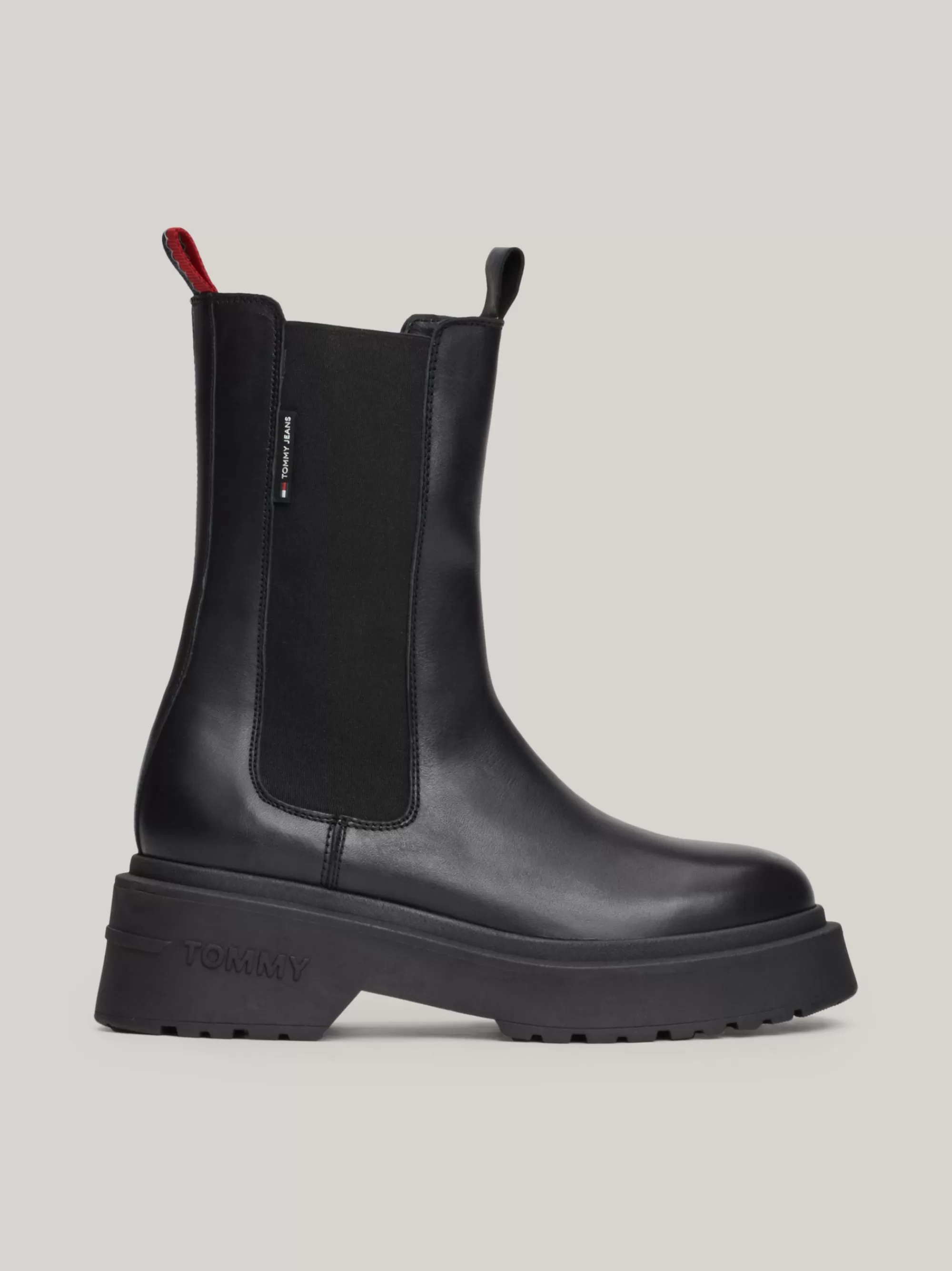 Chelsea Boots | Laarzen & Enkellaarzen*Tommy Hilfiger Halfhoge Leren Chelsea Boot Met Profielzool BLACK