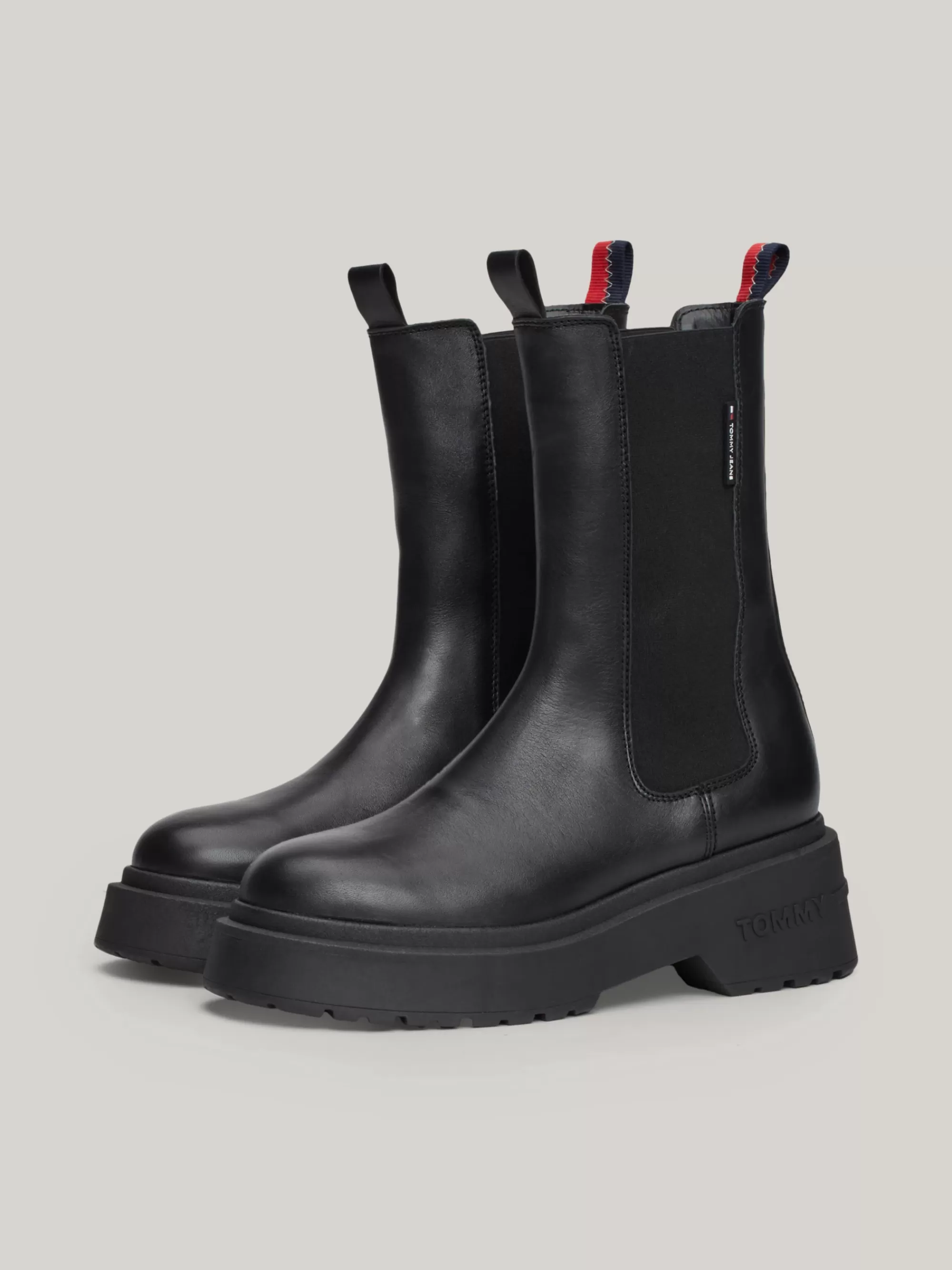 Chelsea Boots | Laarzen & Enkellaarzen*Tommy Hilfiger Halfhoge Leren Chelsea Boot Met Profielzool BLACK