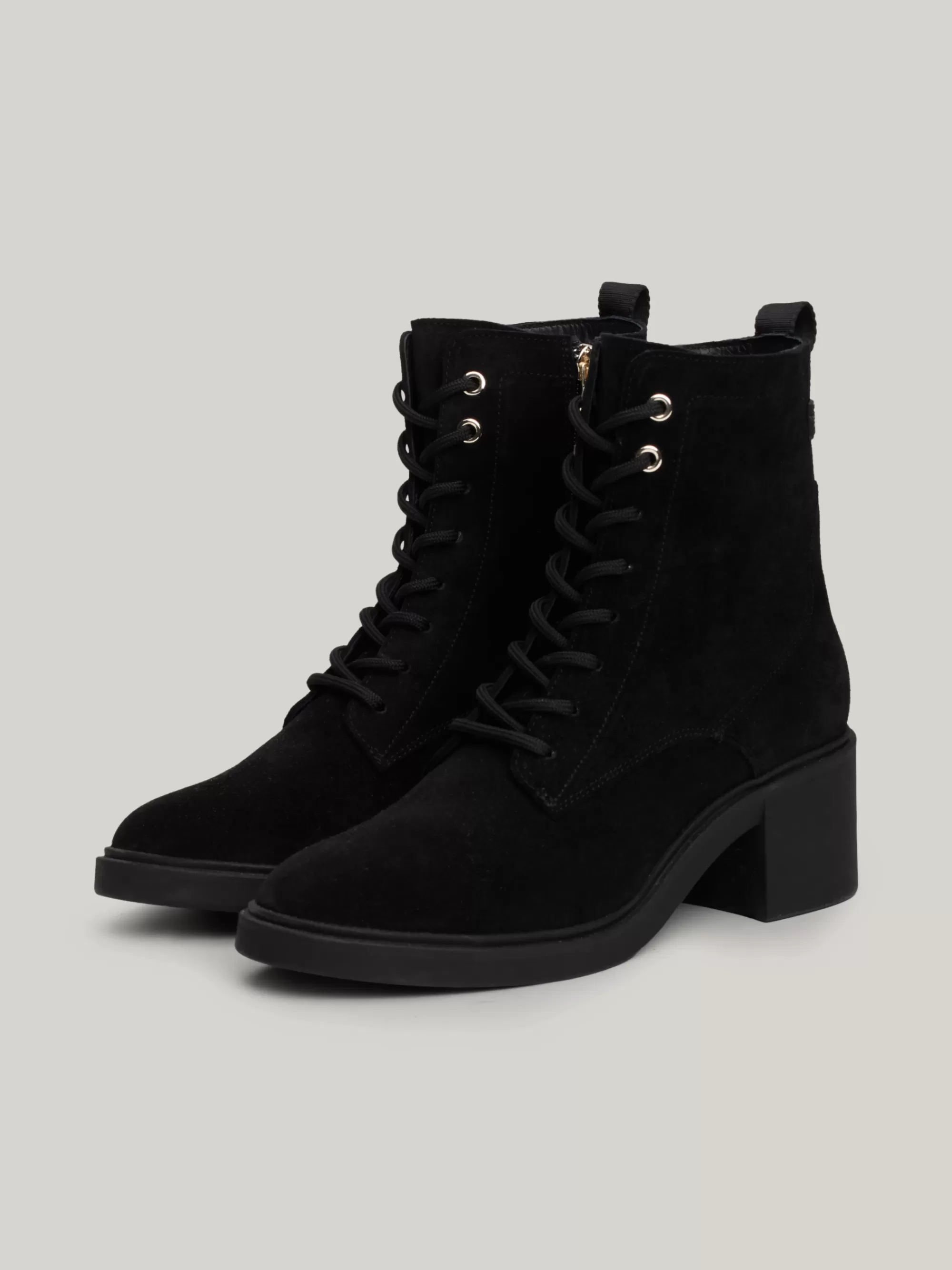 Veterlaarzen | Laarzen & Enkellaarzen*Tommy Hilfiger Halfhoge Suède Veterlaars Met Hak BLACK