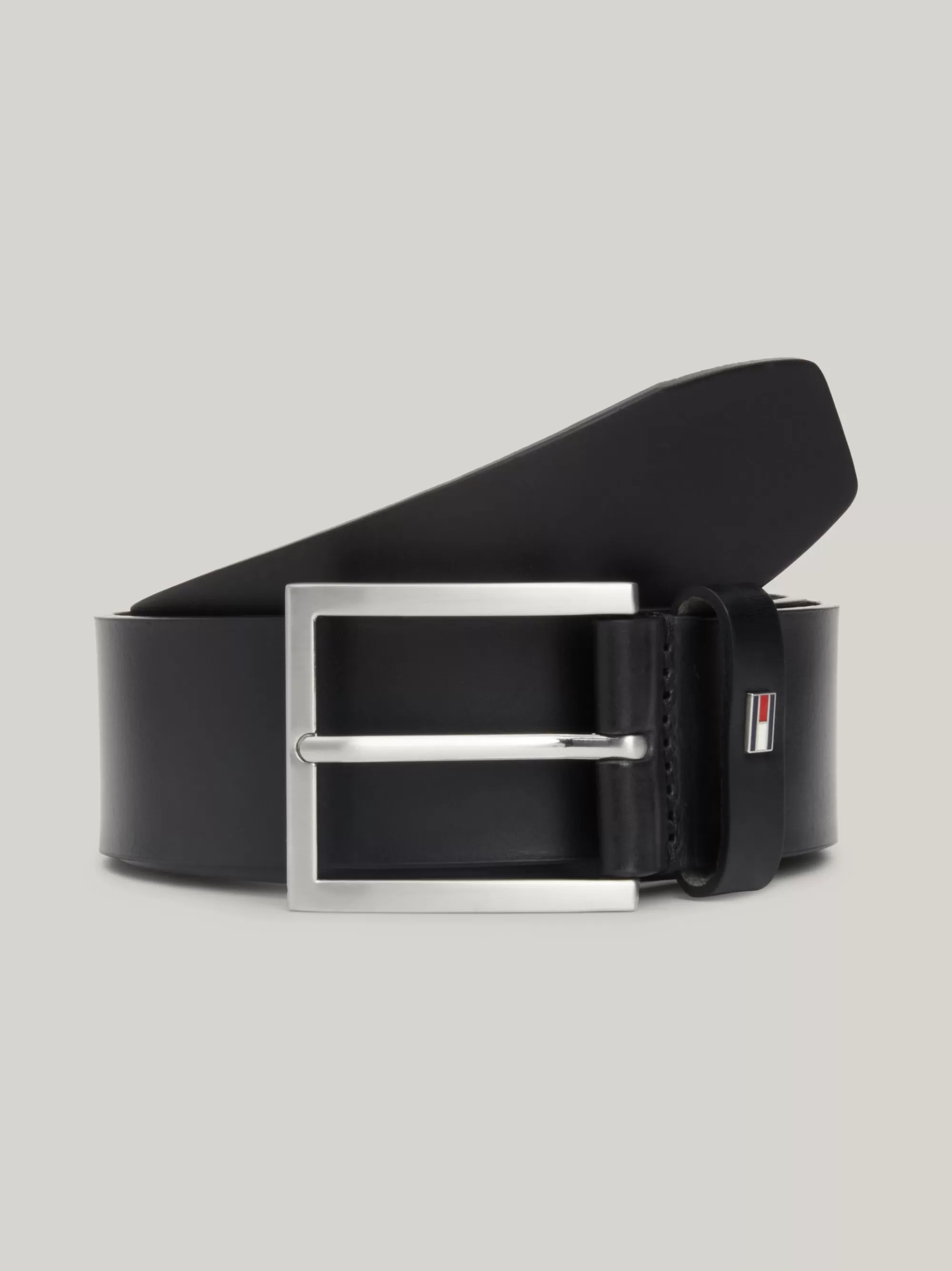 Riemen*Tommy Hilfiger Hampton Leren Riem BLACK