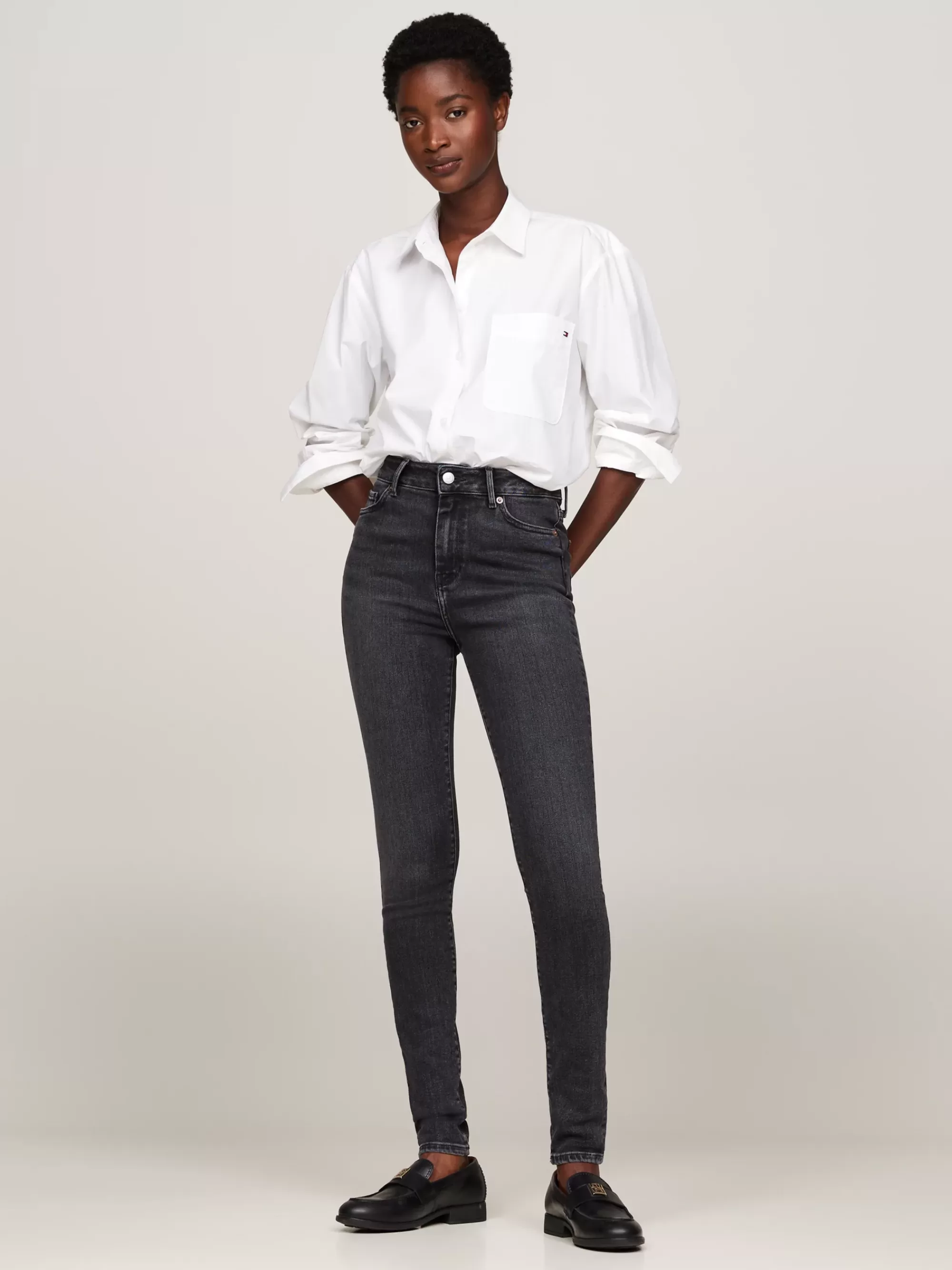 Jeans*Tommy Hilfiger Harlem High Rise Ultraskinny Zwarte Jeans CAL