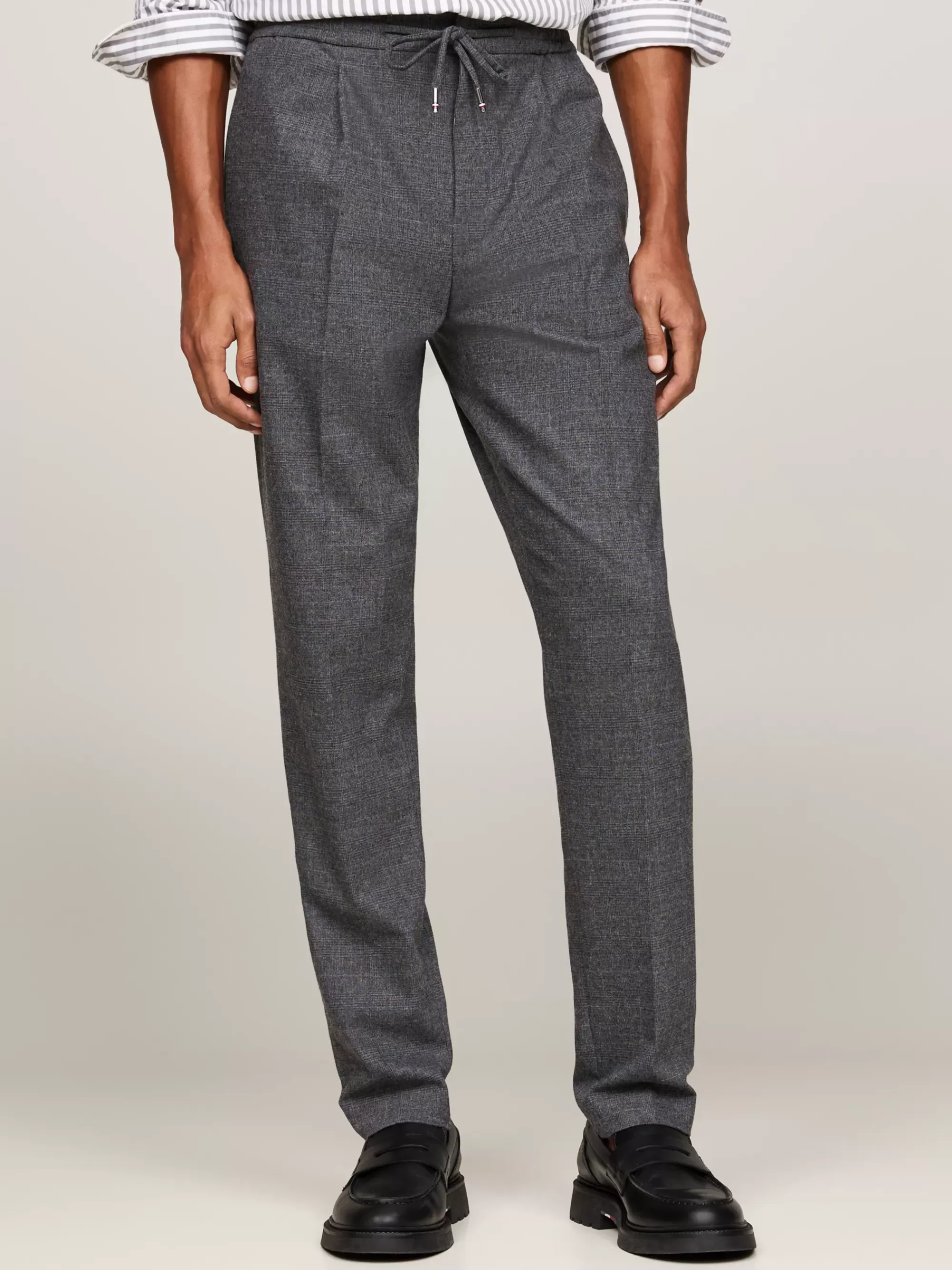 Broeken*Tommy Hilfiger Harlem Smart-casual Tapered Chino Met Ruit MEDIUM GREY HEATHER