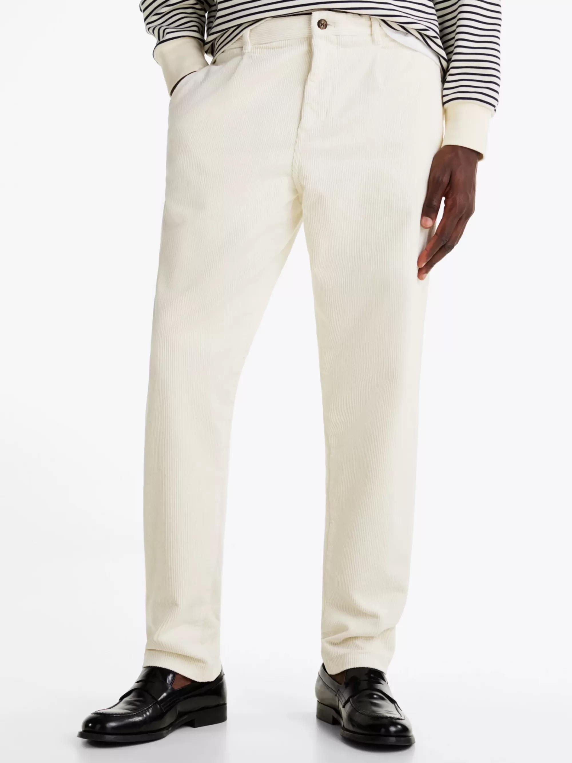 Broeken*Tommy Hilfiger Harlem Tapered Chino Van Corduroy IVORY