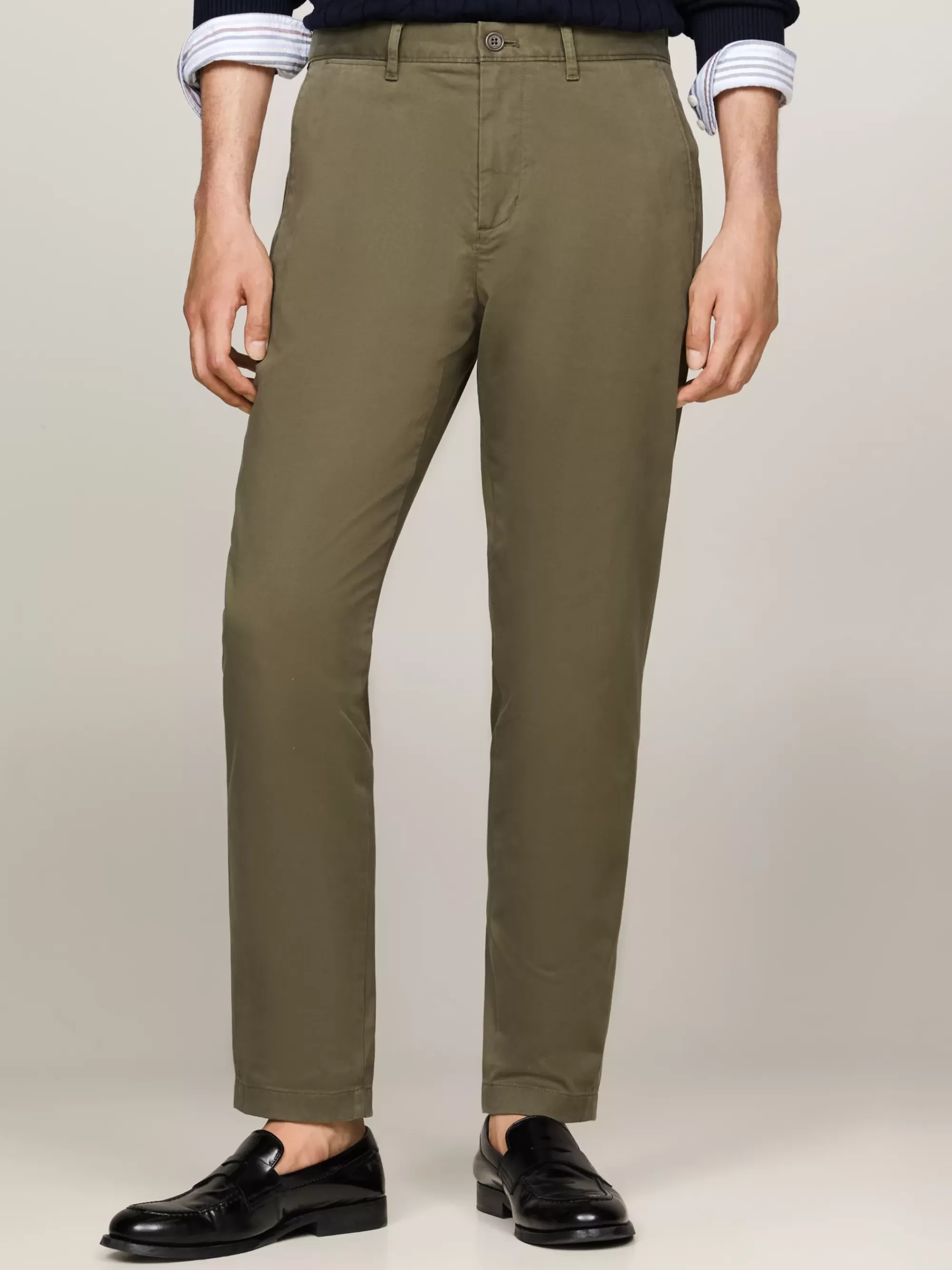 Broeken*Tommy Hilfiger Harlem Tapered Chino Van Stretchkatoen ARMY GREEN