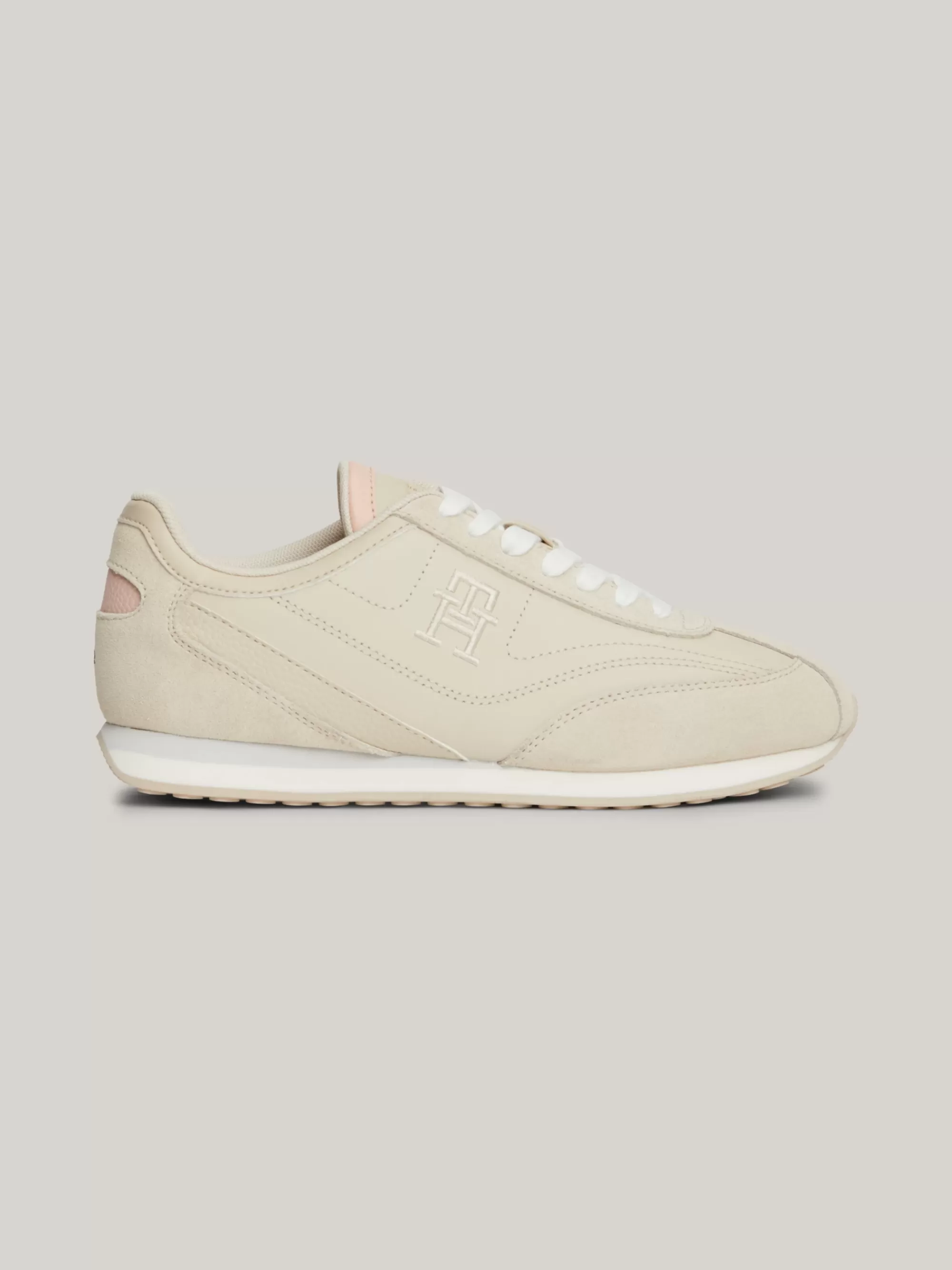Sneakers*Tommy Hilfiger Heritage Leren Hardloopsneaker CLASSIC BEIGE