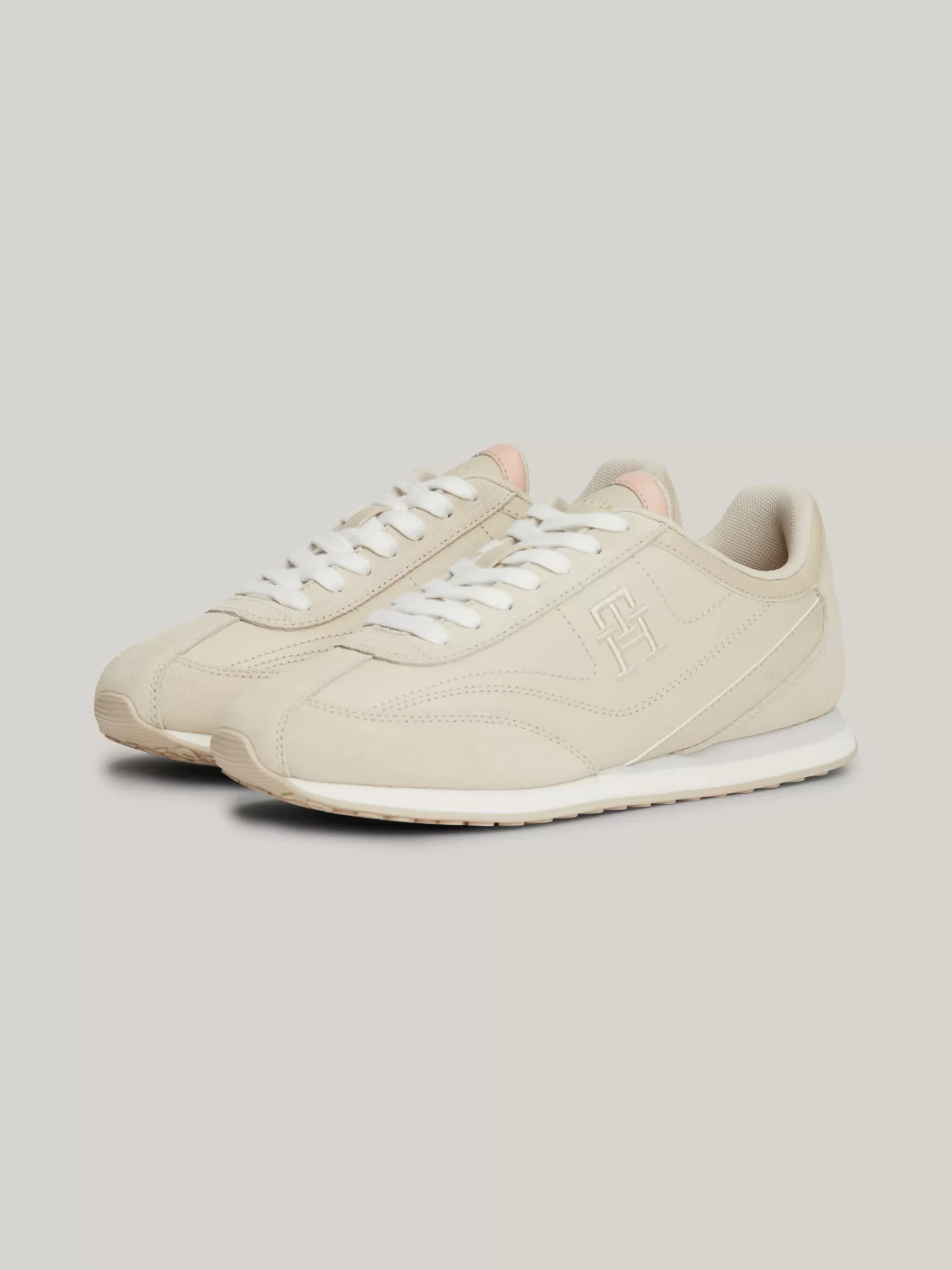 Sneakers*Tommy Hilfiger Heritage Leren Hardloopsneaker CLASSIC BEIGE