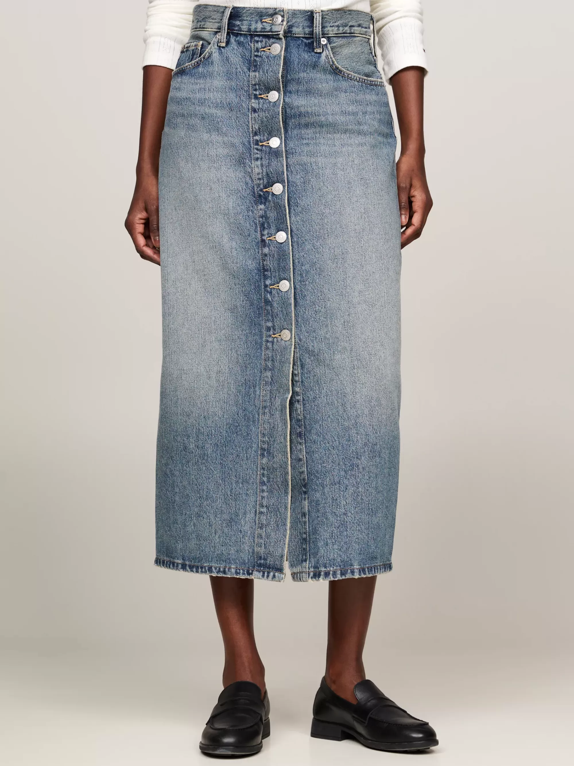 Rokken*Tommy Hilfiger High Rise Midi-rok Van Denim MEG