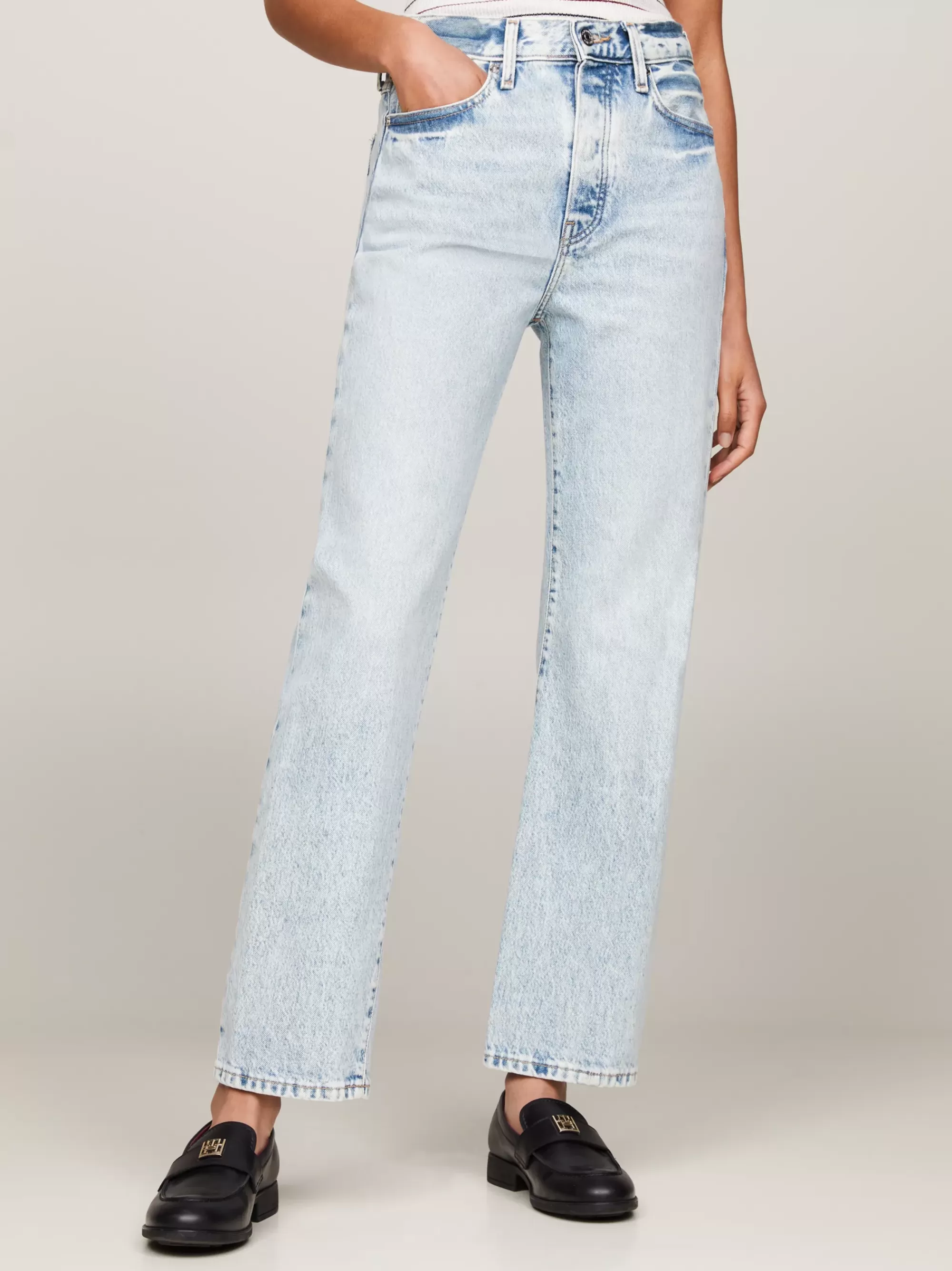 Jeans*Tommy Hilfiger High Rise Straight Jeans Met Gedraaide Zomen LEV