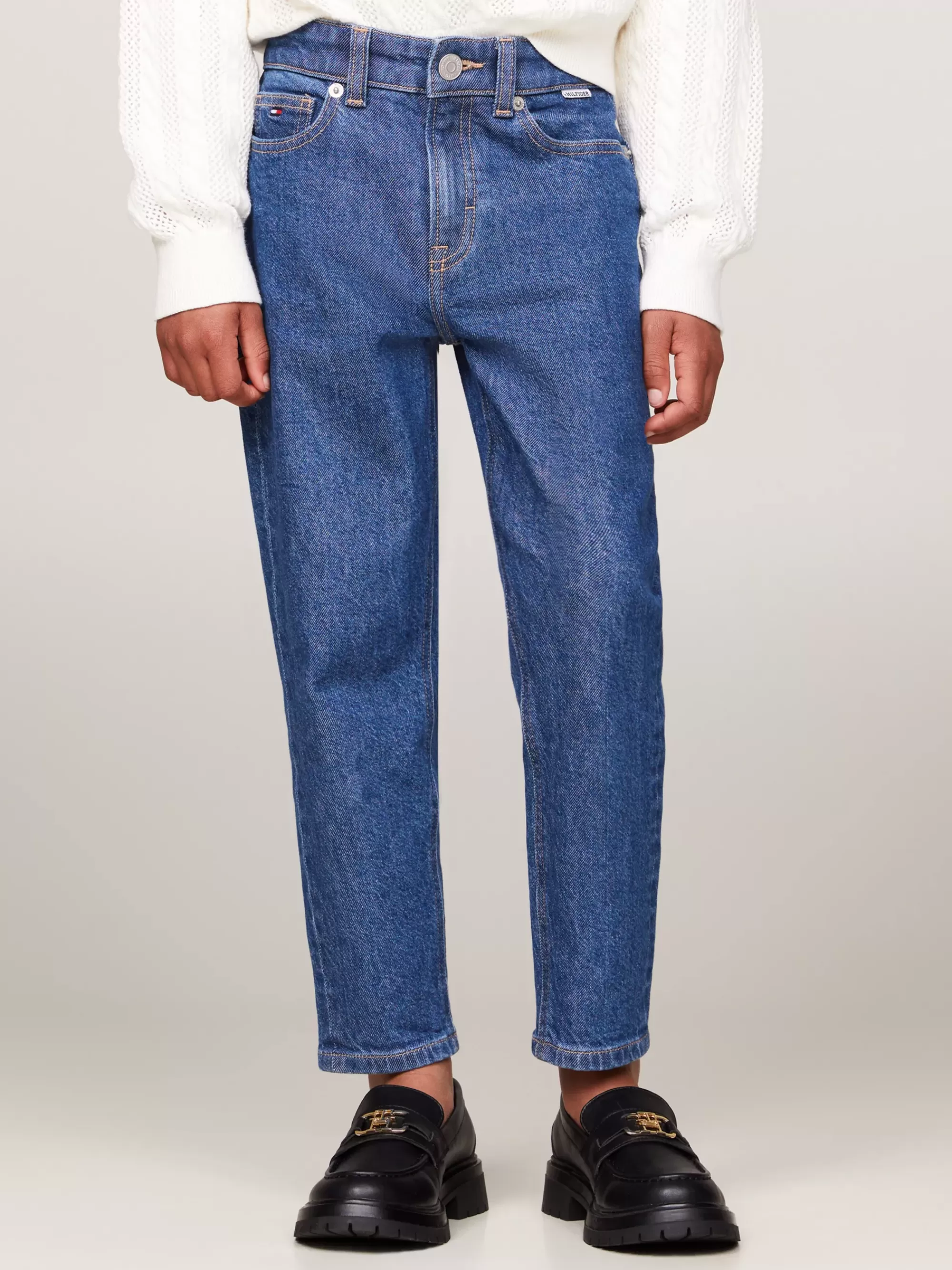 Jeans*Tommy Hilfiger High Rise Tapered Stonewash Jeans DKSALTPEPPER