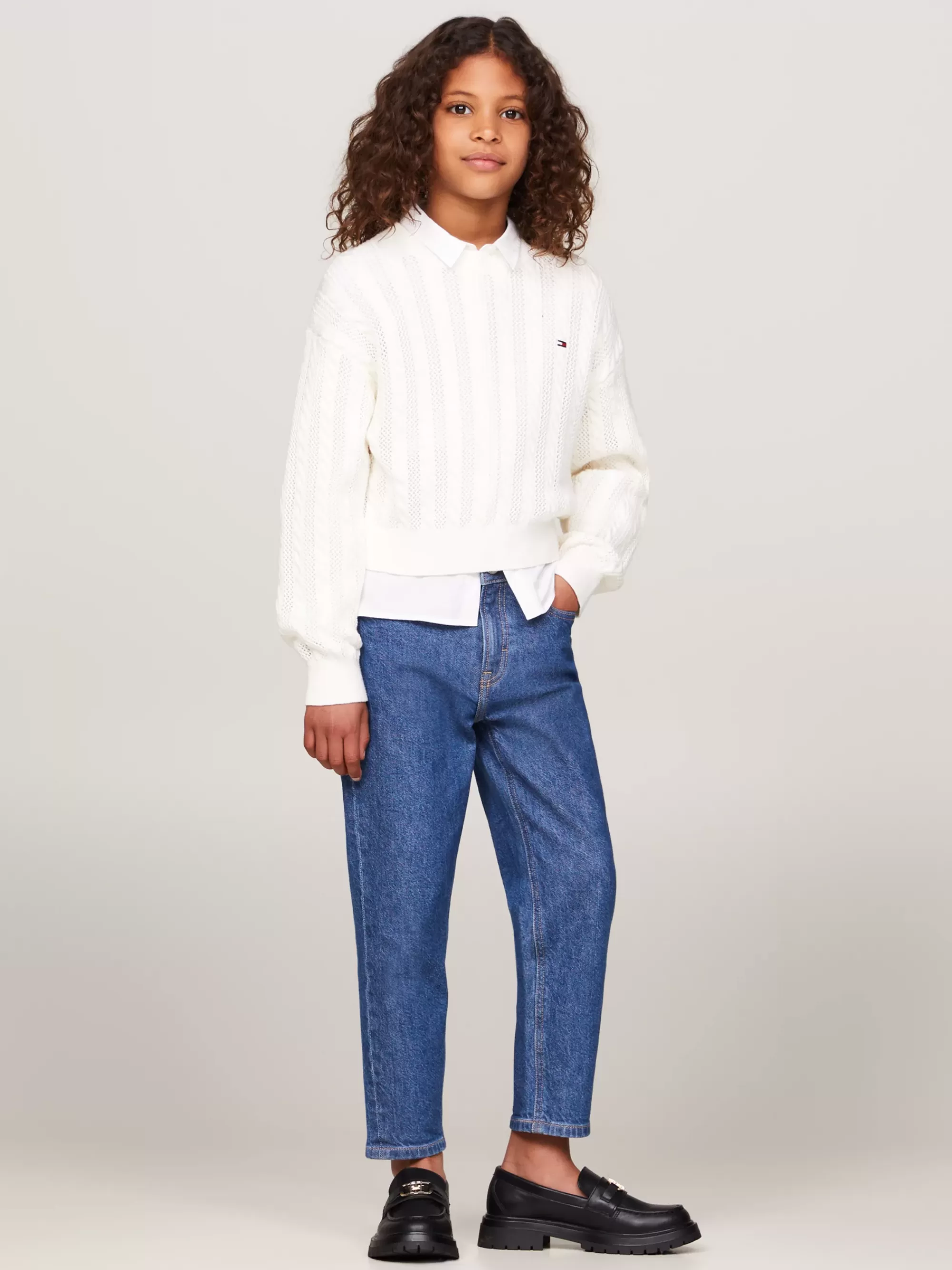 Jeans*Tommy Hilfiger High Rise Tapered Stonewash Jeans DKSALTPEPPER