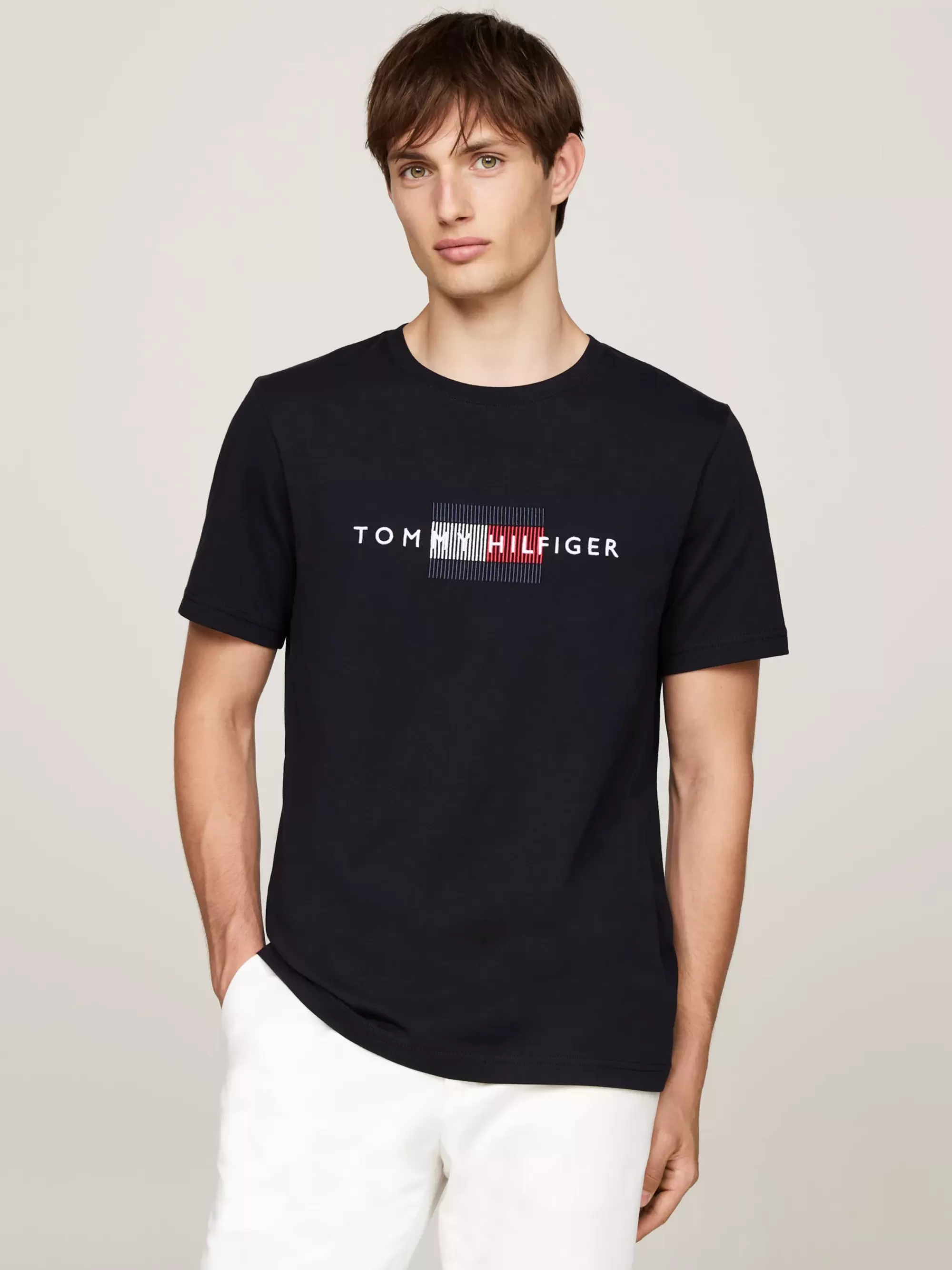 T-Shirts*Tommy Hilfiger Hilfiger Flag Geborduurd T-shirt DESERT SKY