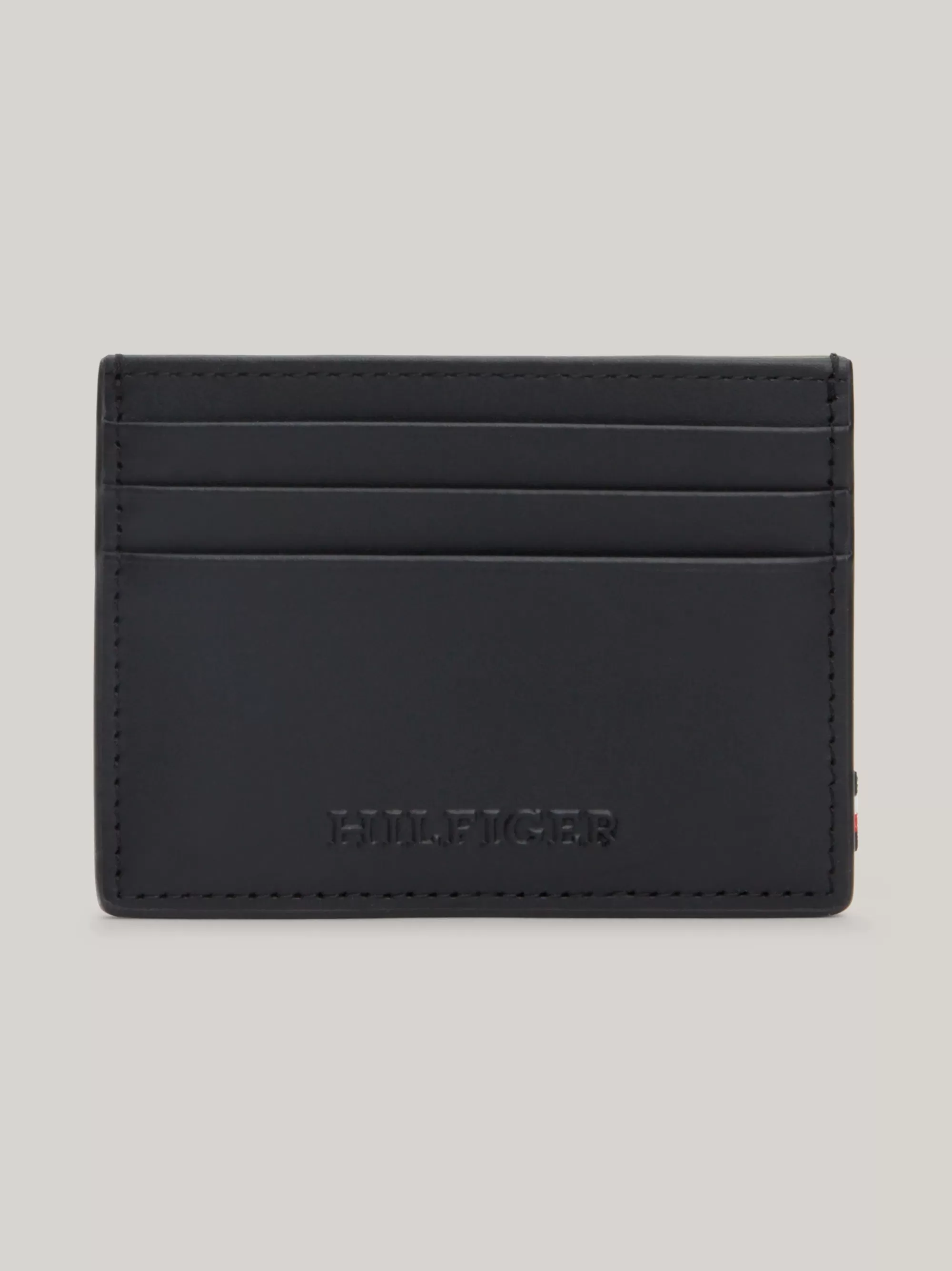 Portemonnees & Sleutelhangers*Tommy Hilfiger Hilfiger Monotype Leren Creditcardhouder BLACK