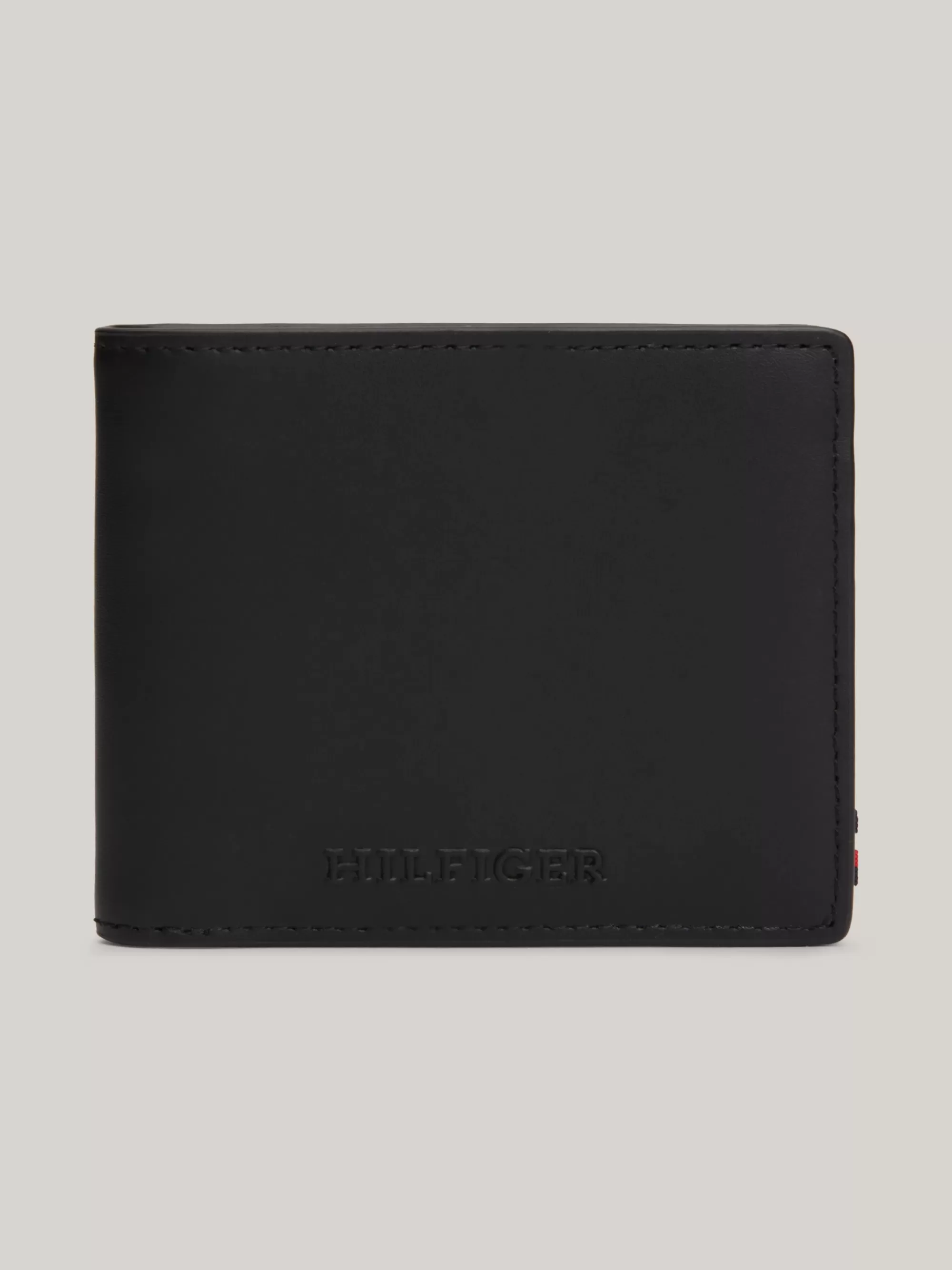 Portemonnees & Sleutelhangers*Tommy Hilfiger Hilfiger Monotype Leren Creditcardportemonnee BLACK