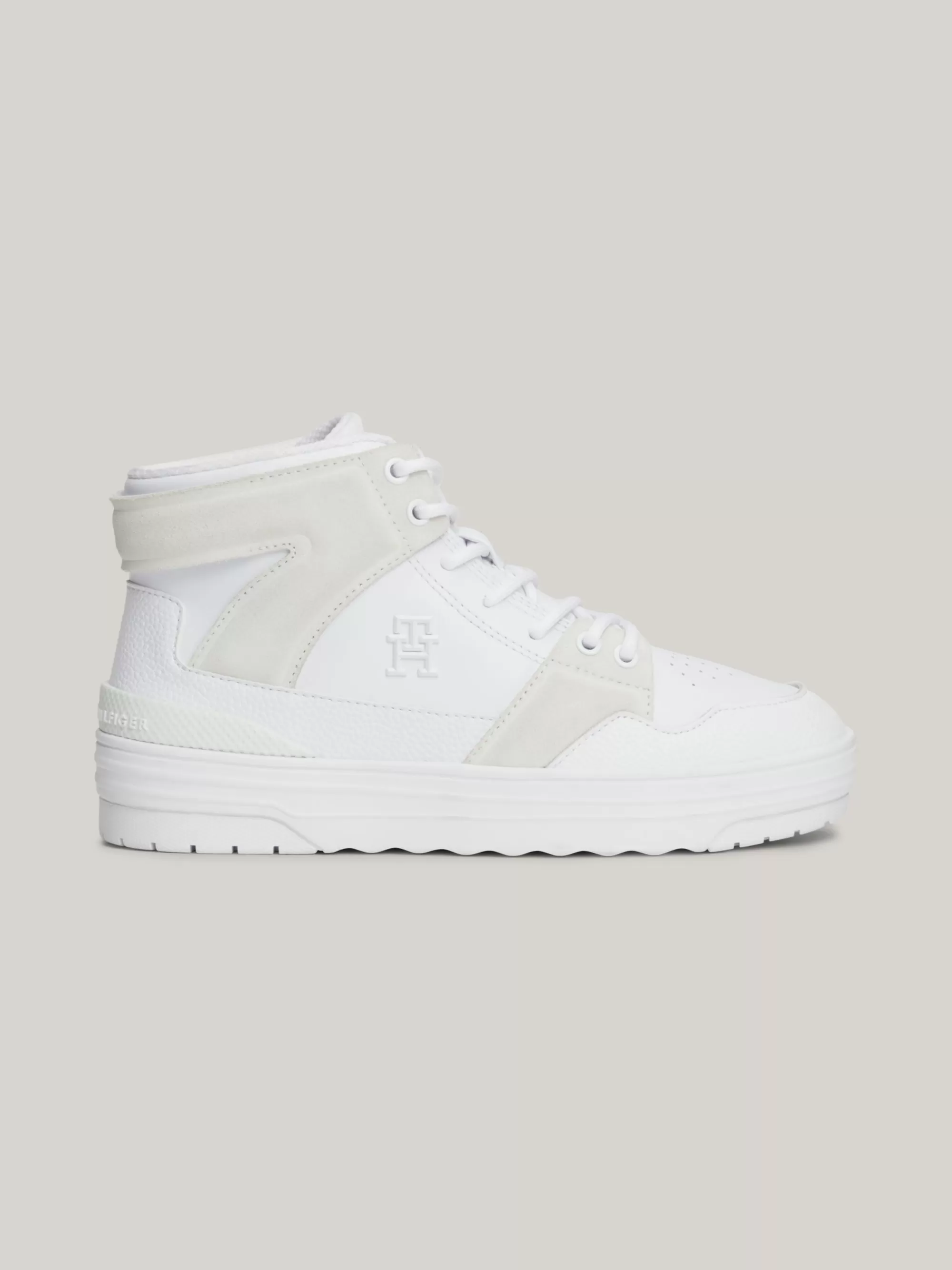 Sneakers*Tommy Hilfiger Hoge Chunky Basketbalsneaker Van Leer WHITE