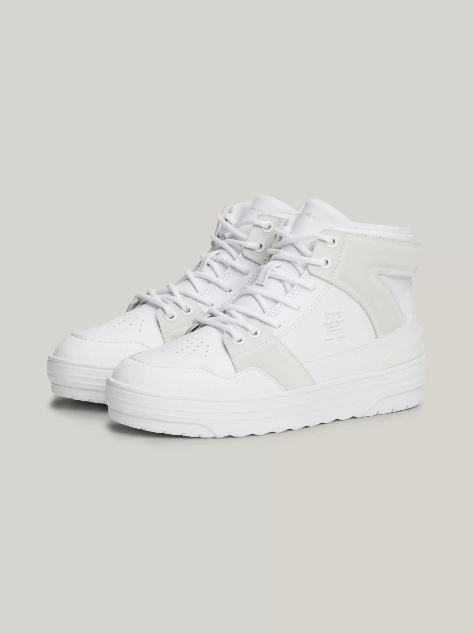 Sneakers*Tommy Hilfiger Hoge Chunky Basketbalsneaker Van Leer WHITE