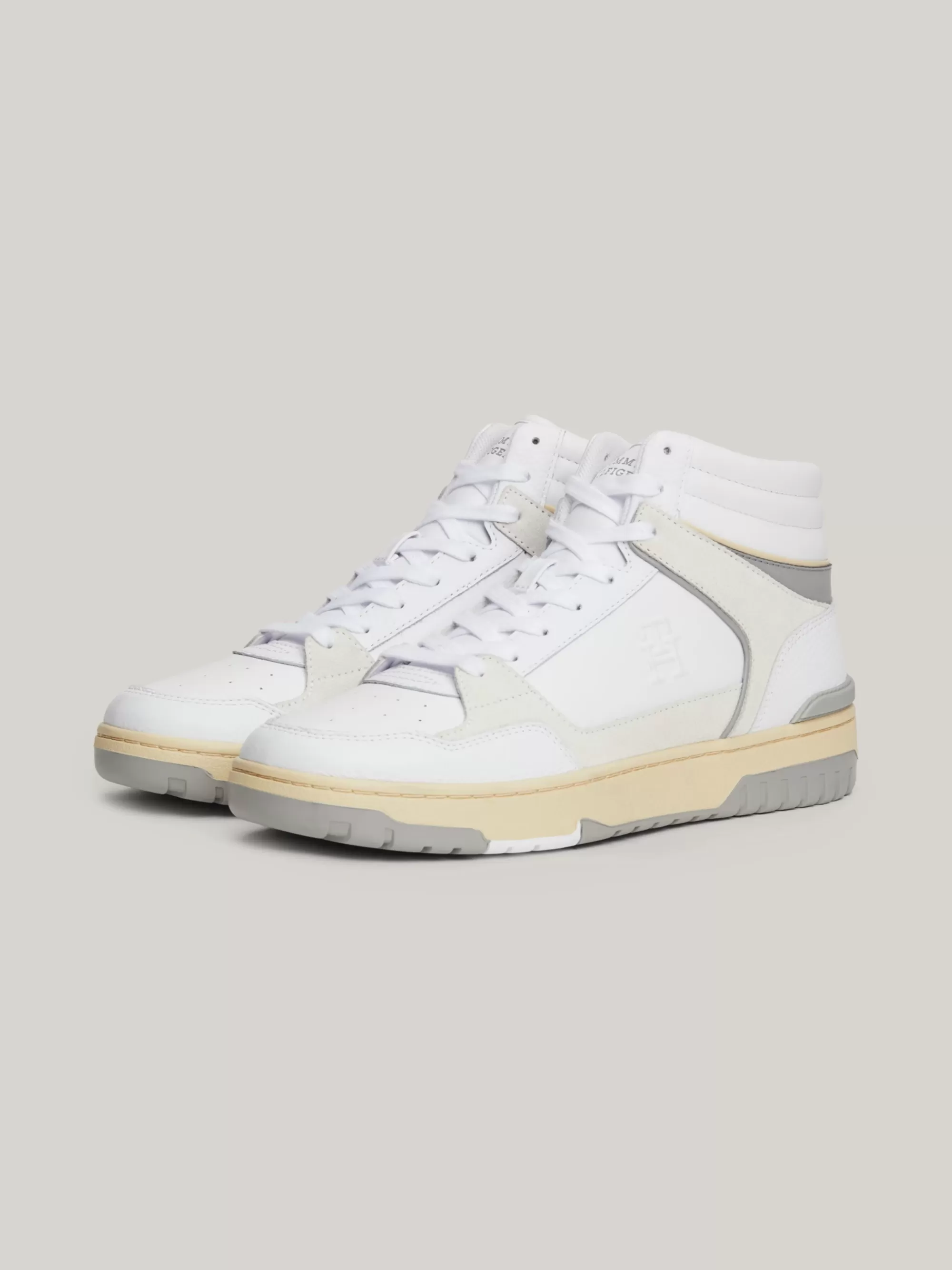 White Trainers | Sneakers*Tommy Hilfiger Hoge Leren Basketbalsneaker WHITE