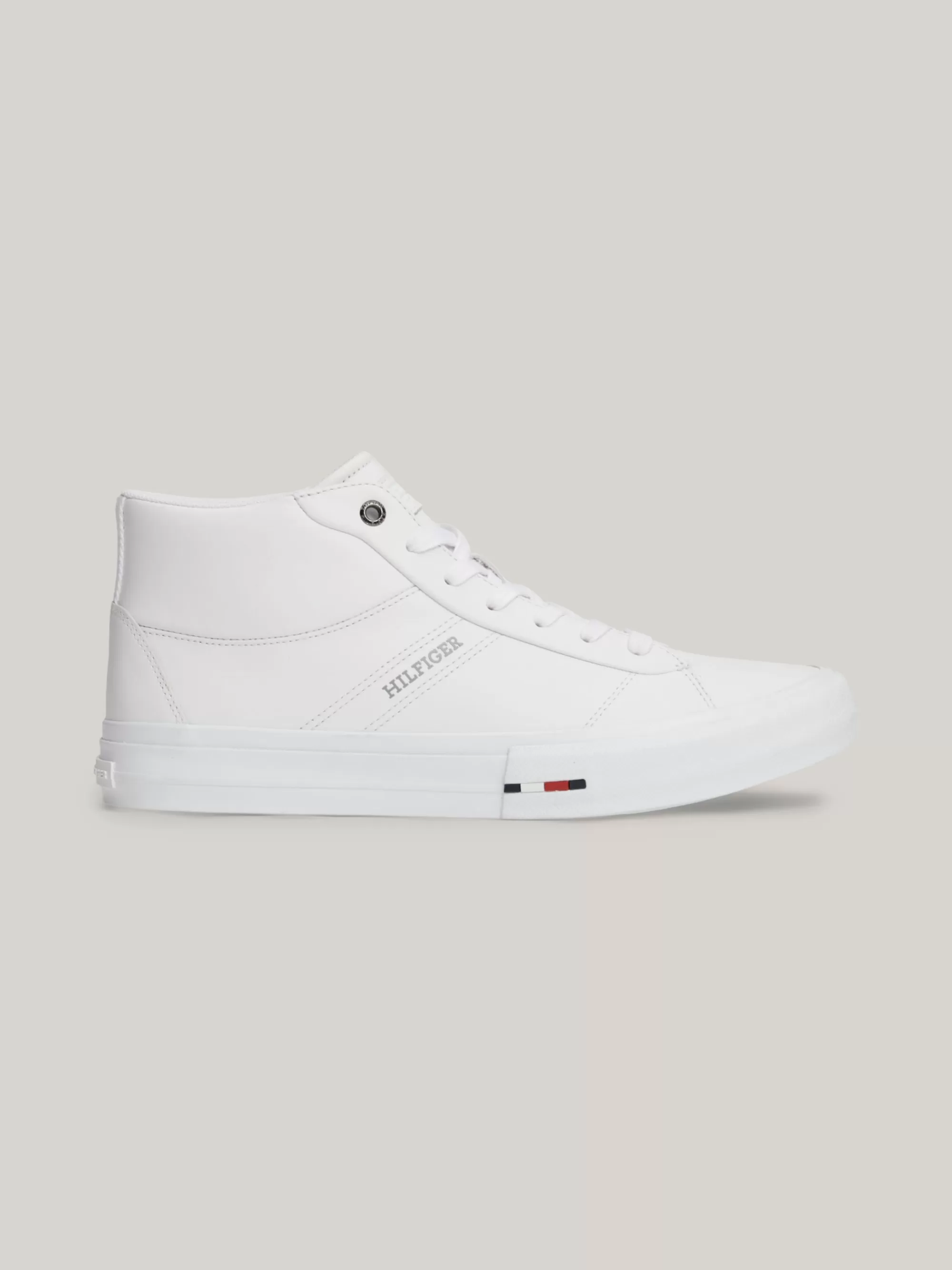 White Trainers | Sneakers*Tommy Hilfiger Hoge Leren Vetersneaker WHITE