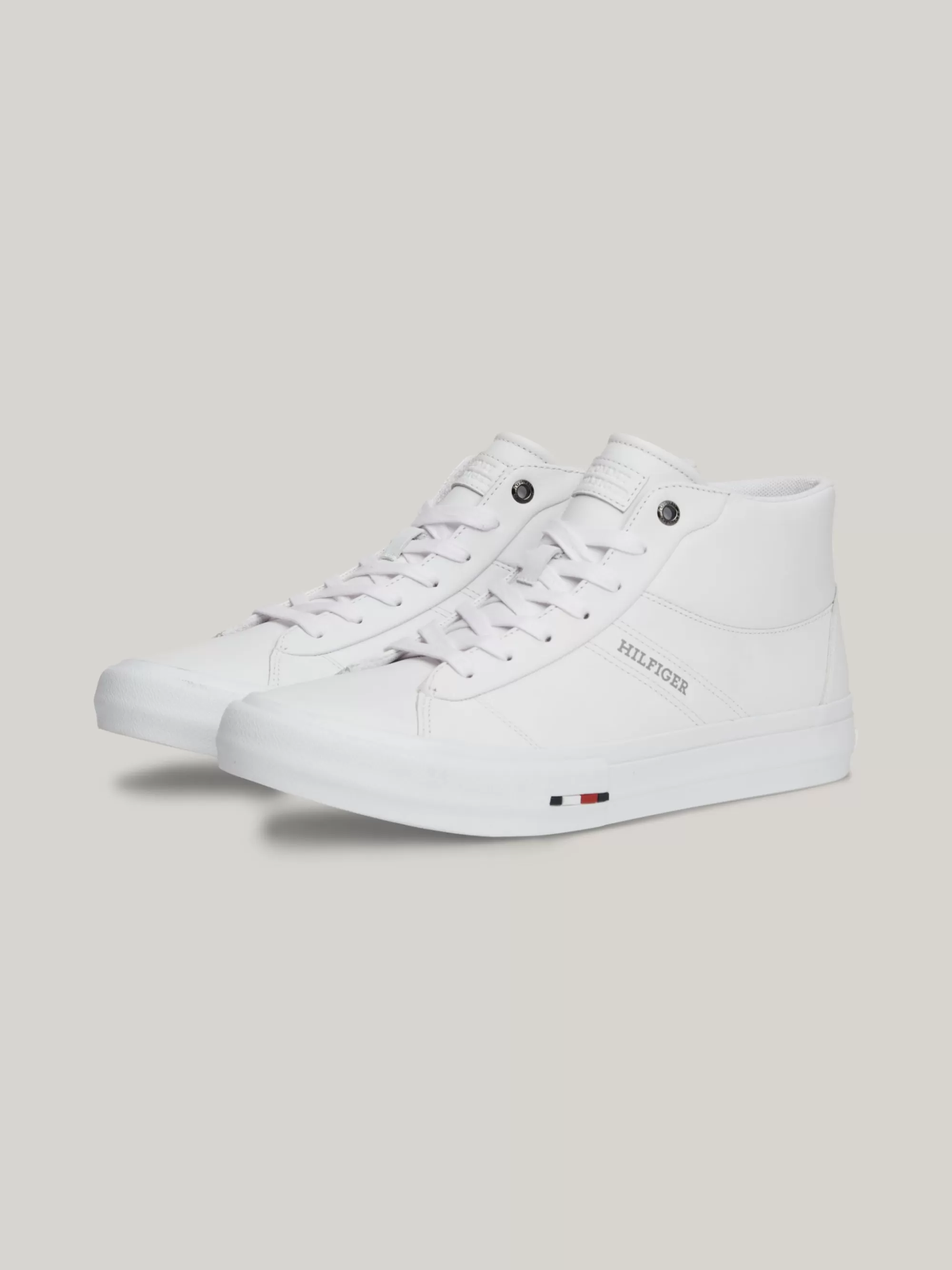 White Trainers | Sneakers*Tommy Hilfiger Hoge Leren Vetersneaker WHITE