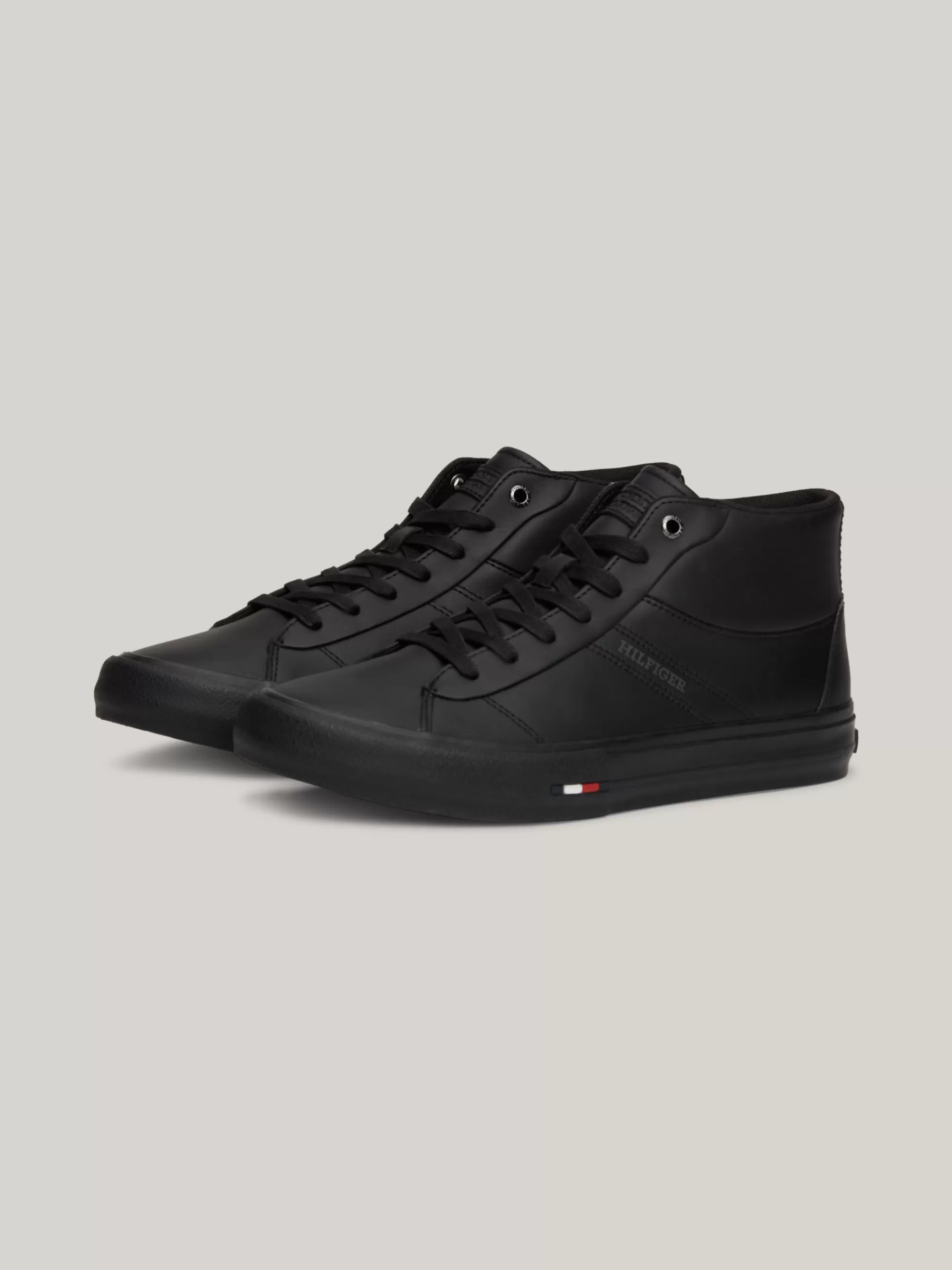 Sneakers*Tommy Hilfiger Hoge Leren Vetersneaker BLACK