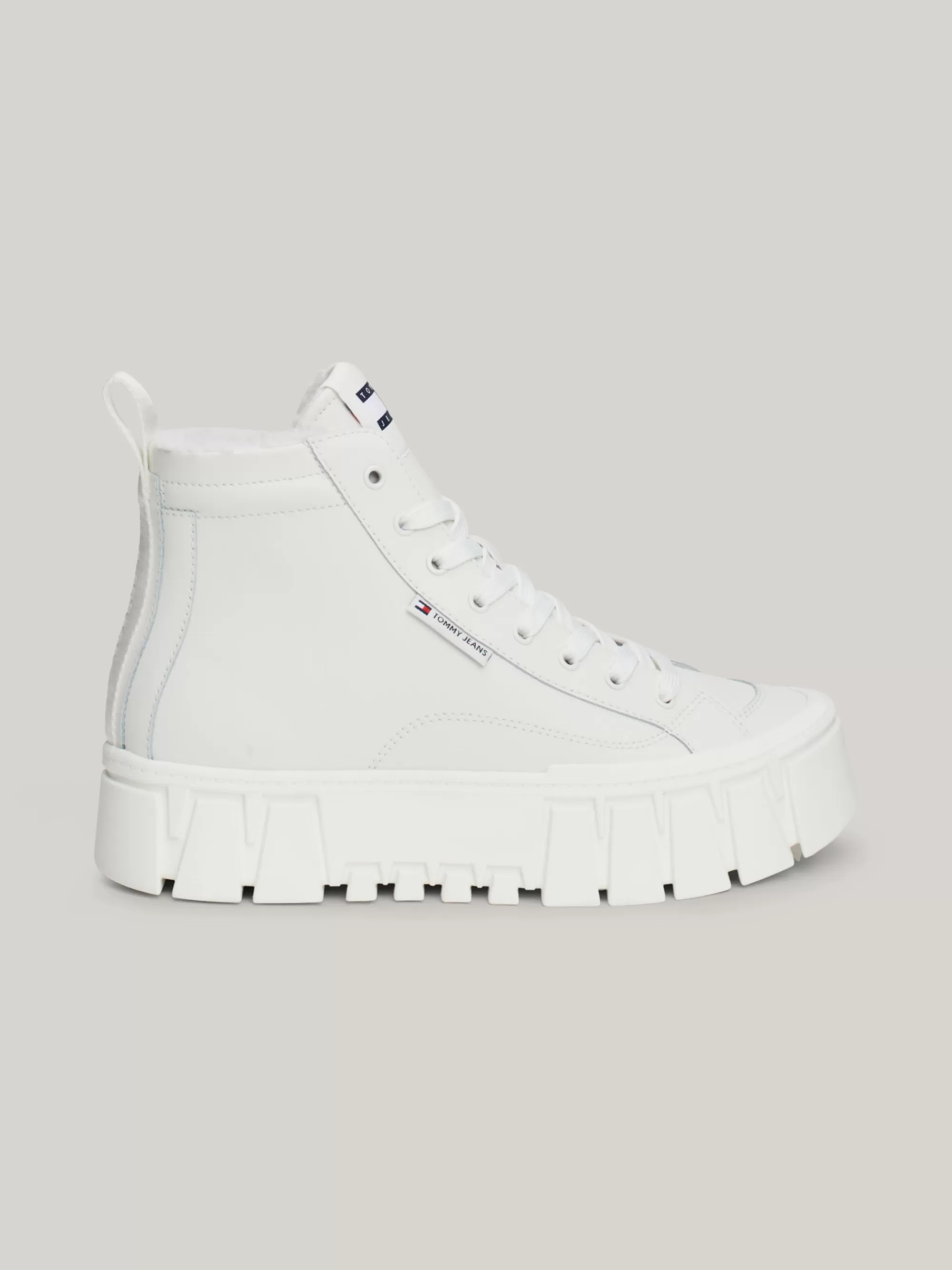 Sneakers*Tommy Hilfiger Hoge Leren Vetersneaker Met Warme Voering ECRU