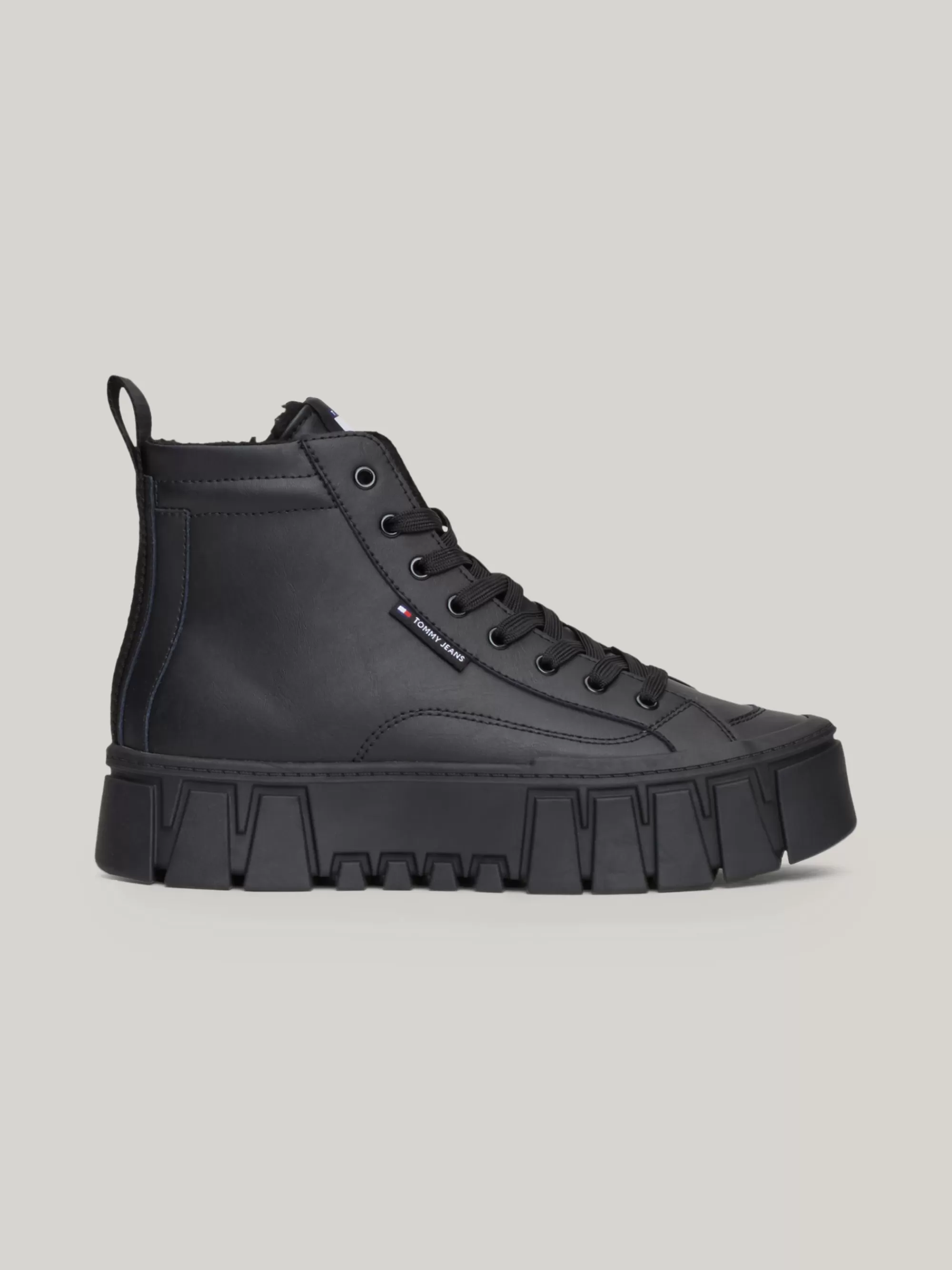 Sneakers*Tommy Hilfiger Hoge Leren Vetersneaker Met Warme Voering BLACK