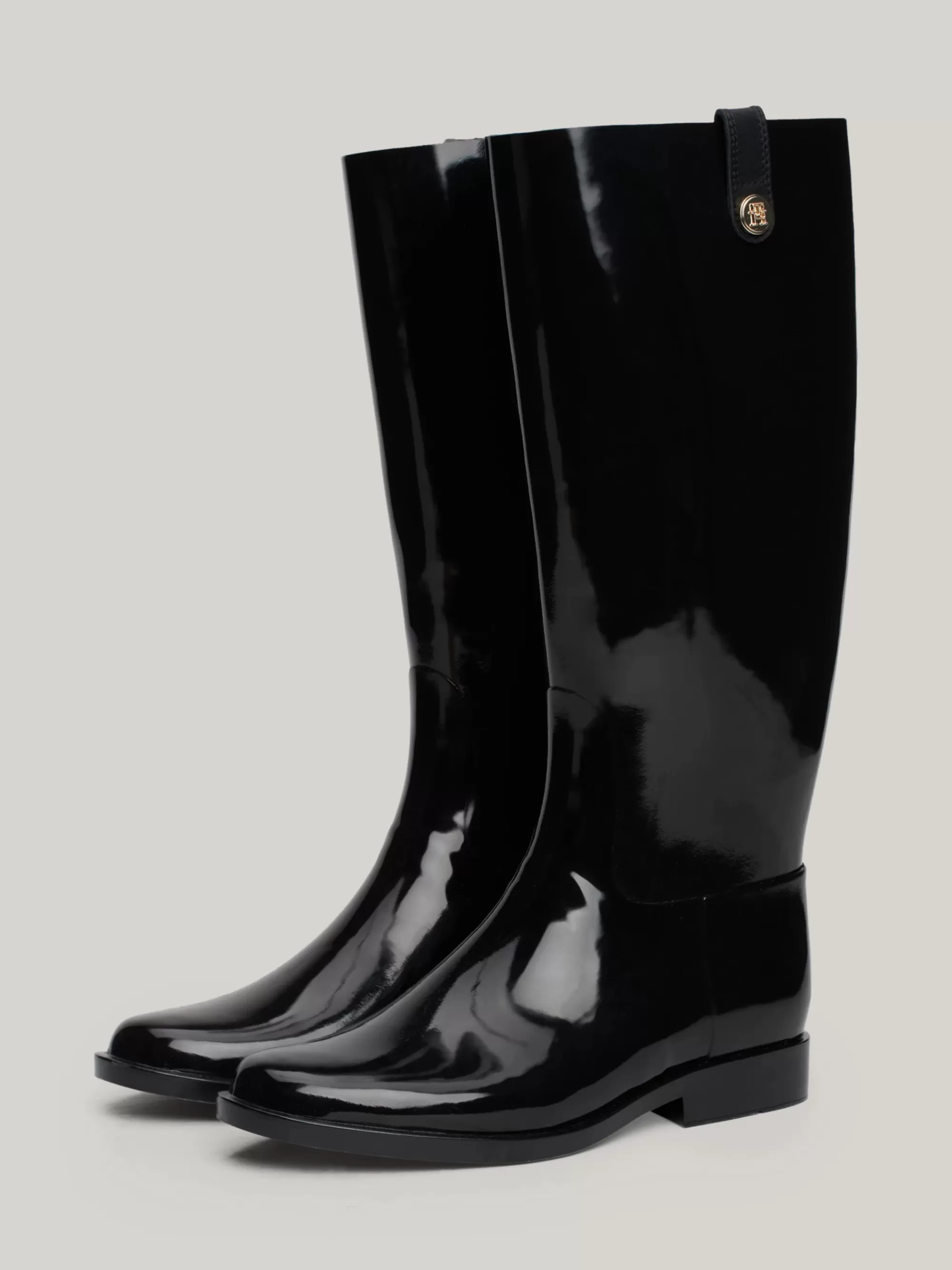 Laarzen & Enkellaarzen*Tommy Hilfiger Hoge Regenlaars Met Gelakte Finish BLACK