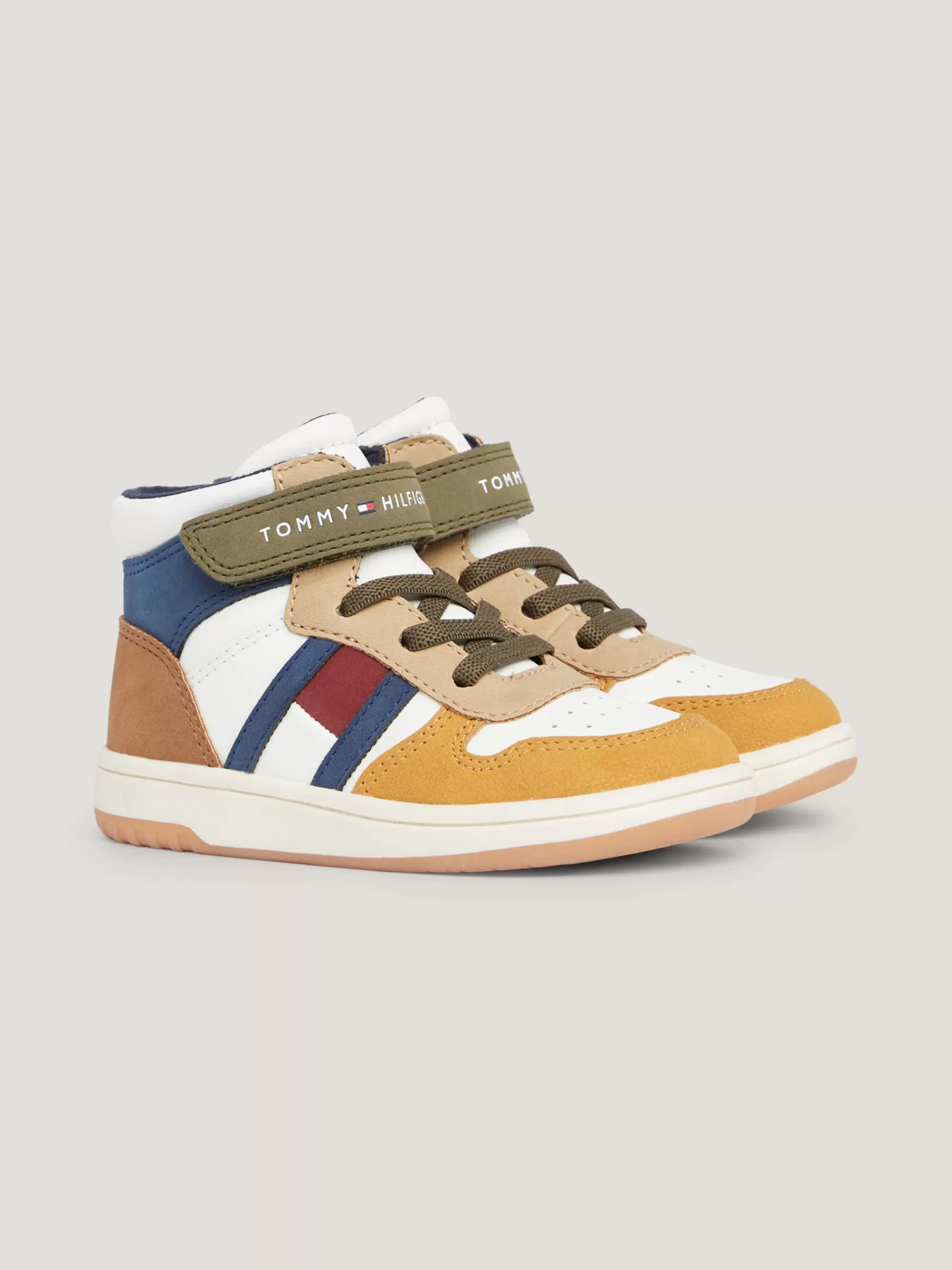 Schoenen & Accessoires*Tommy Hilfiger Hoge Sneaker Met Klittenband En Vlag OFF WHITE/MULTICOLOR