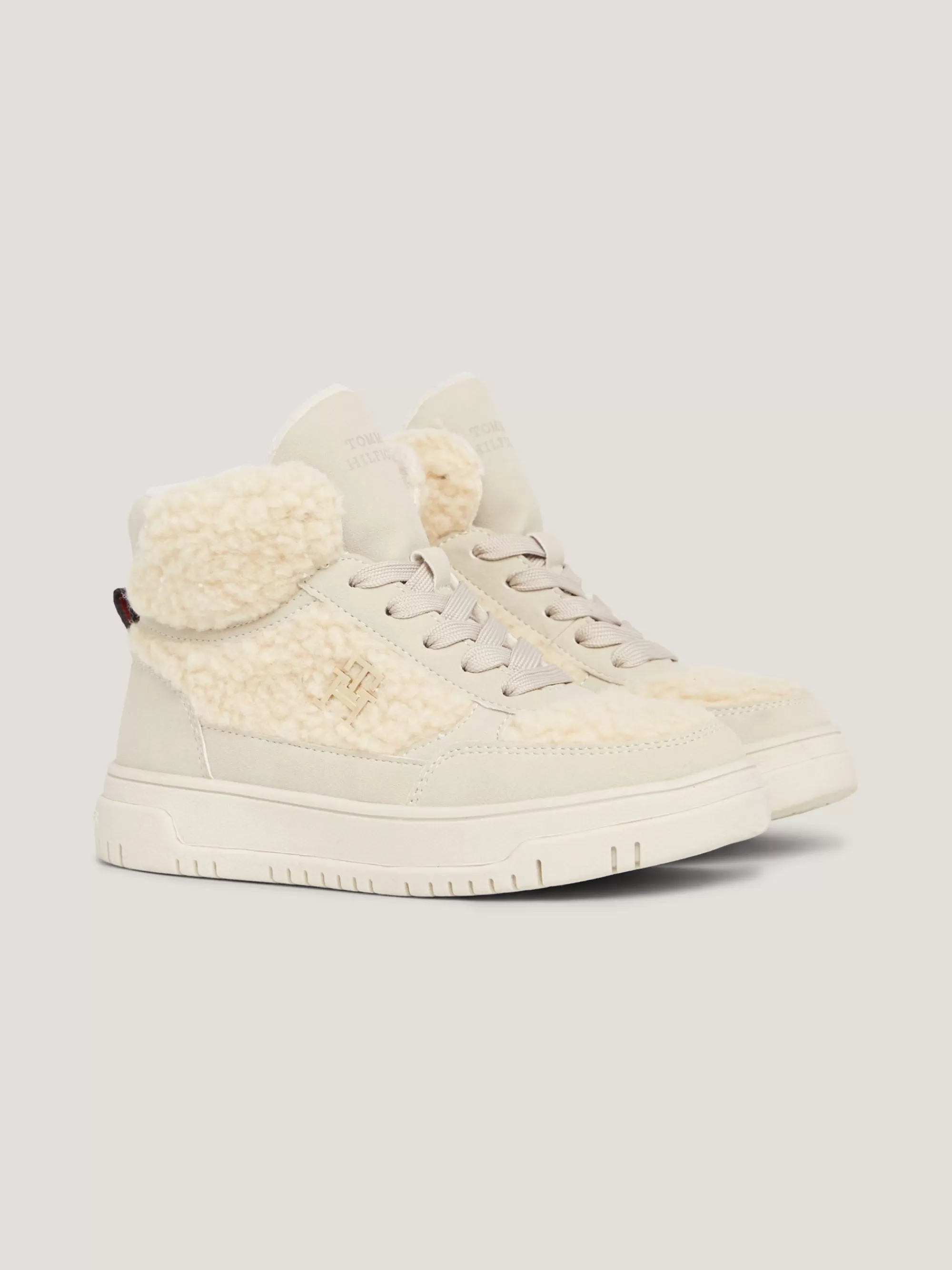 Schoenen & Accessoires*Tommy Hilfiger Hoge Sneaker Met Teddy Fleece En TH-monogram BEIGE