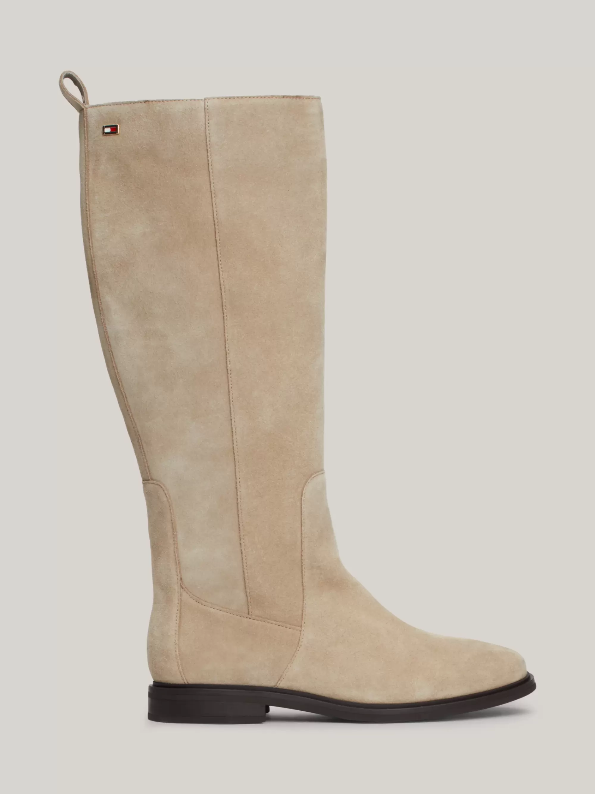 Knee-High Laarzen | Laarzen & Enkellaarzen*Tommy Hilfiger Hoge Suède Laars Met Rits En Metalen Vlag BEIGE
