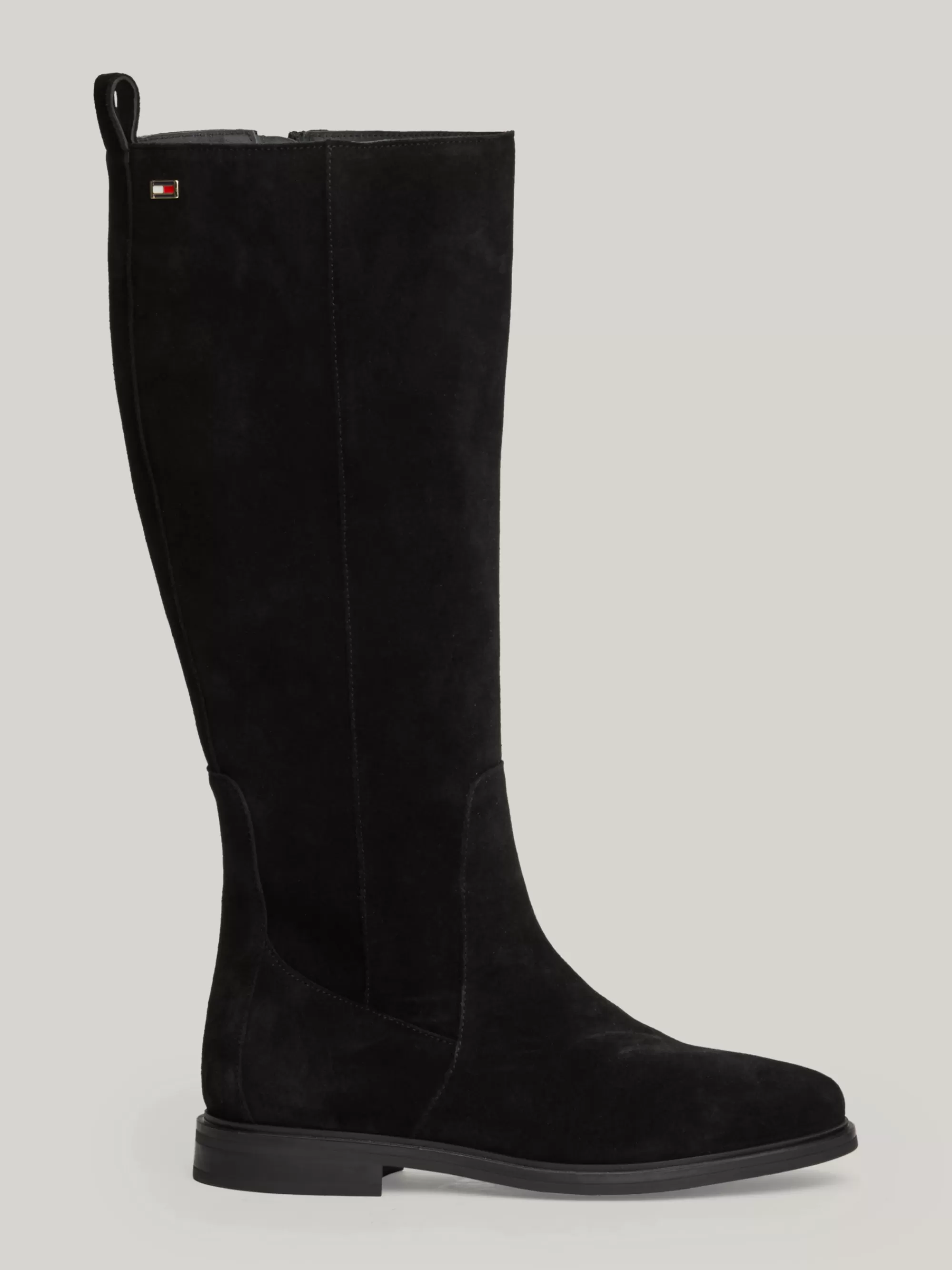 Knee-High Laarzen | Laarzen & Enkellaarzen*Tommy Hilfiger Hoge Suède Laars Met Rits En Metalen Vlag BLACK