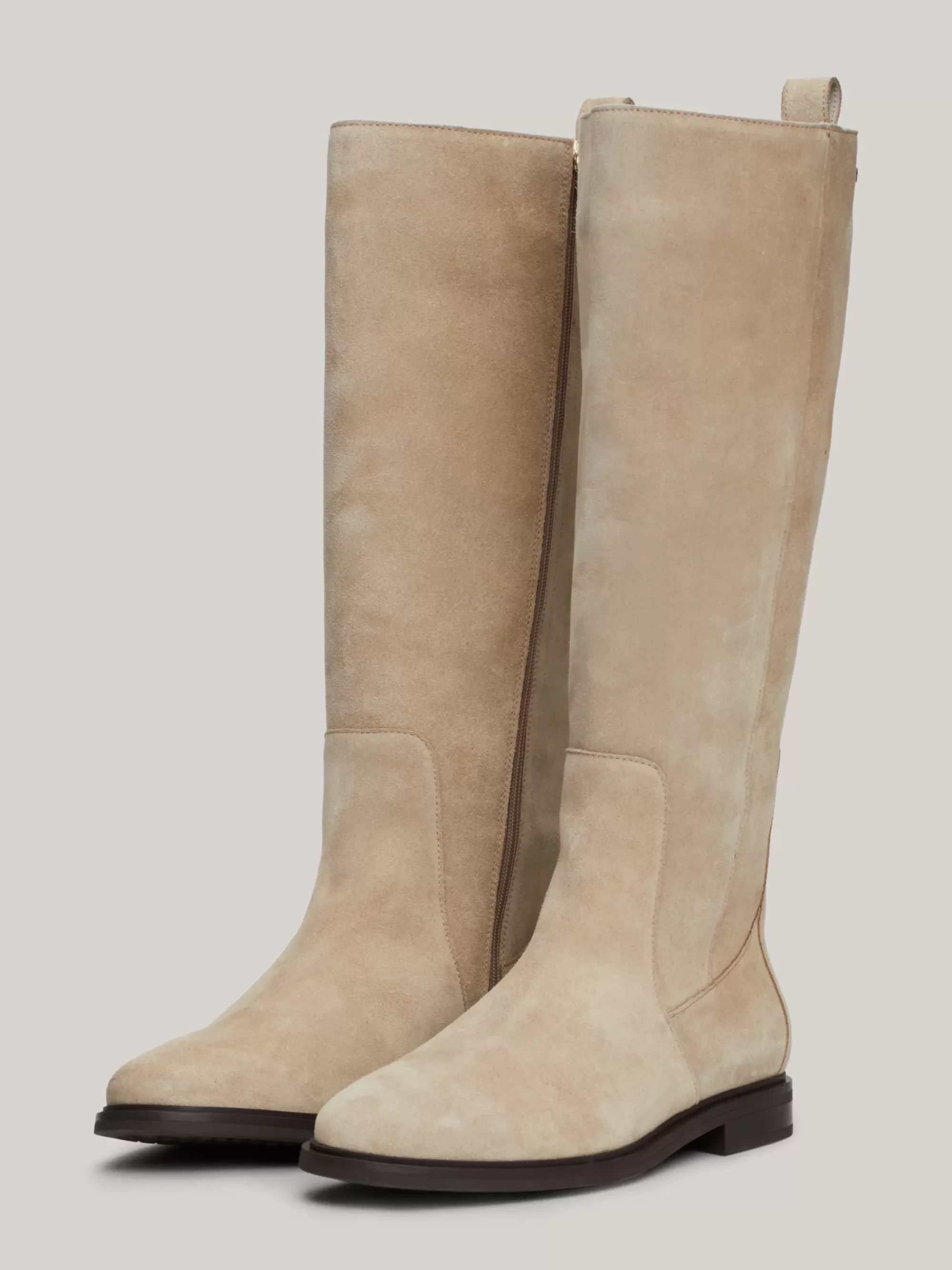 Knee-High Laarzen | Laarzen & Enkellaarzen*Tommy Hilfiger Hoge Suède Laars Met Rits En Metalen Vlag BEIGE