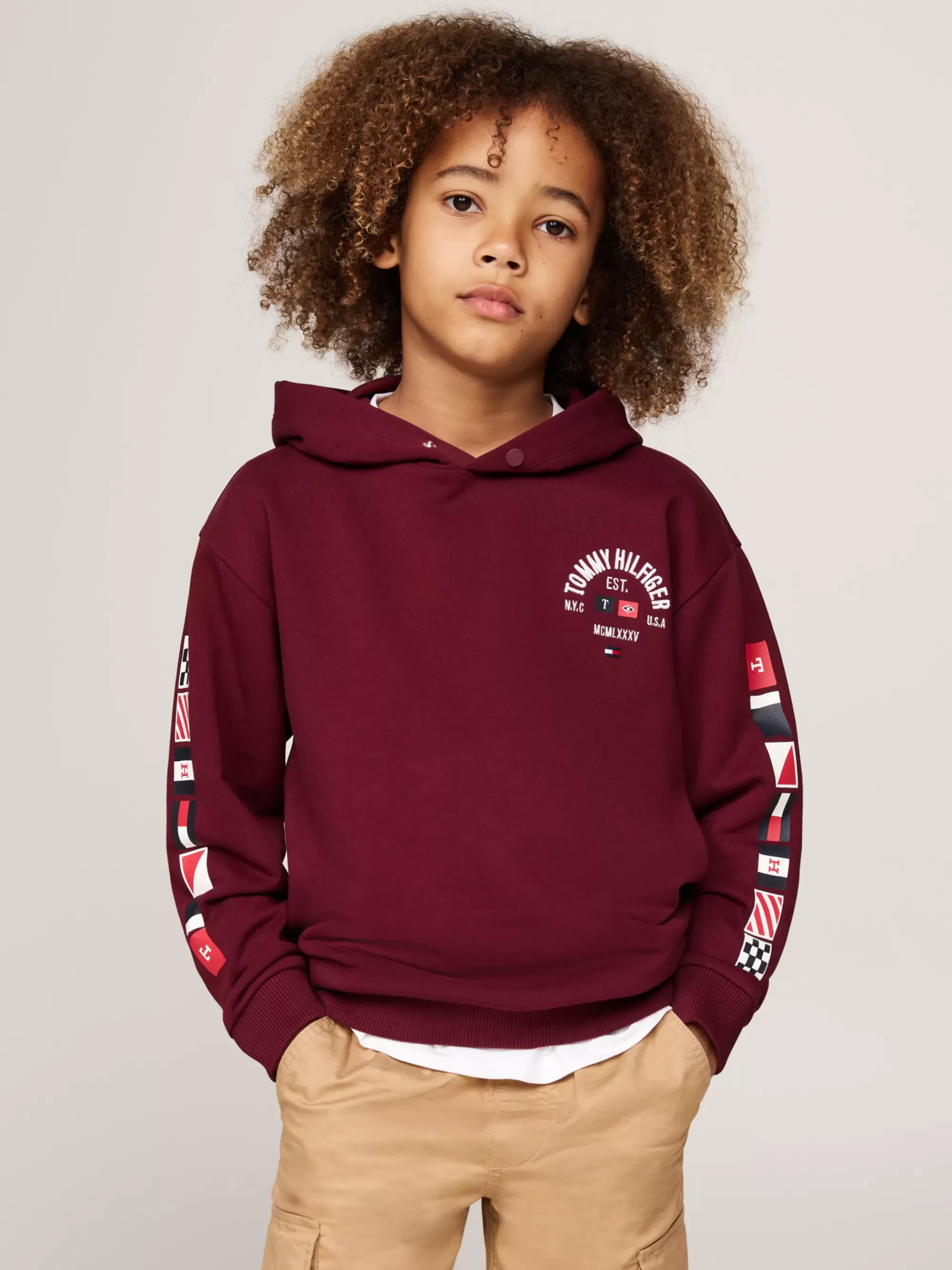 Sweatshirts & Hoodies*Tommy Hilfiger Hoodie Met Drukknoop En Logo Op De Mouw DEEP ROUGE