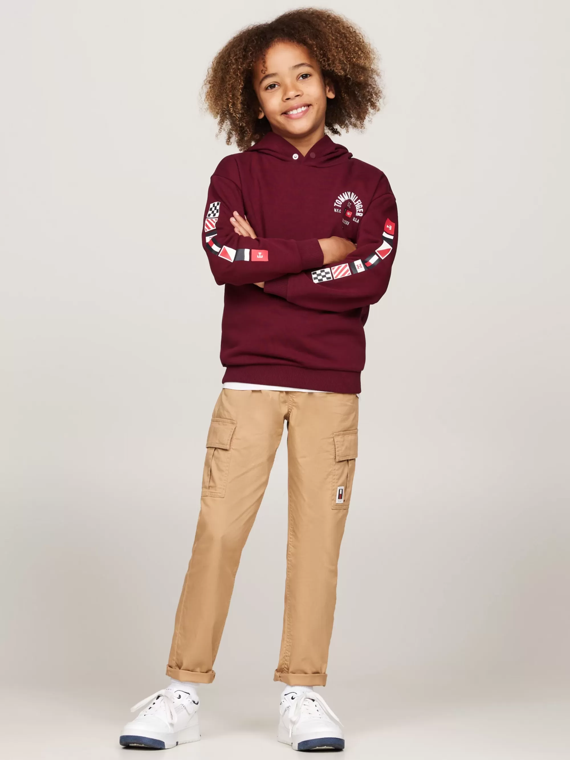 Sweatshirts & Hoodies*Tommy Hilfiger Hoodie Met Drukknoop En Logo Op De Mouw DEEP ROUGE