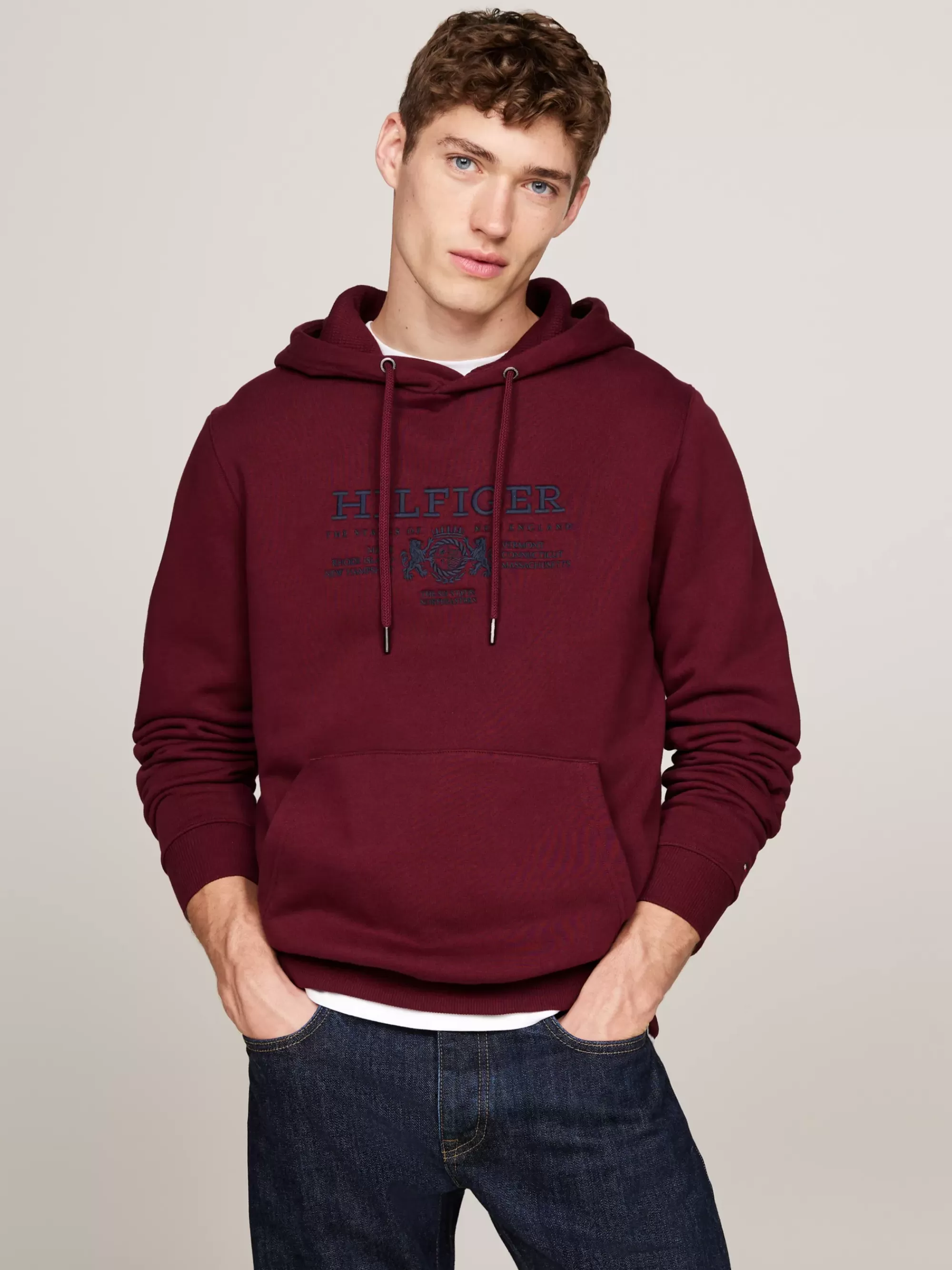 Sweatshirts & Hoodies*Tommy Hilfiger Hoodie Met Geborduurd Embleem DEEP ROUGE