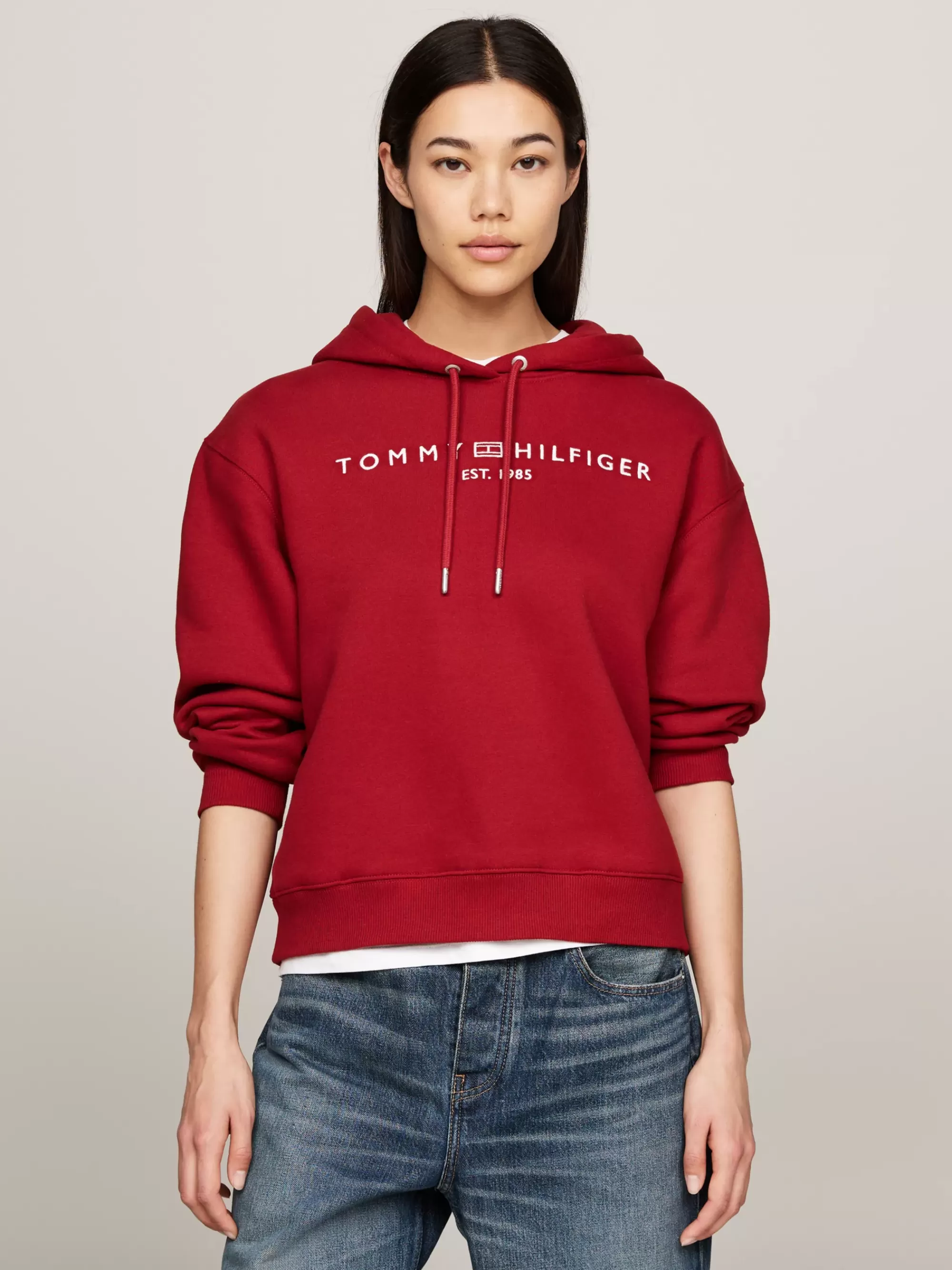 Sweatshirts & Hoodies*Tommy Hilfiger Hoodie Met Geborduurd Logo DARK MAGMA