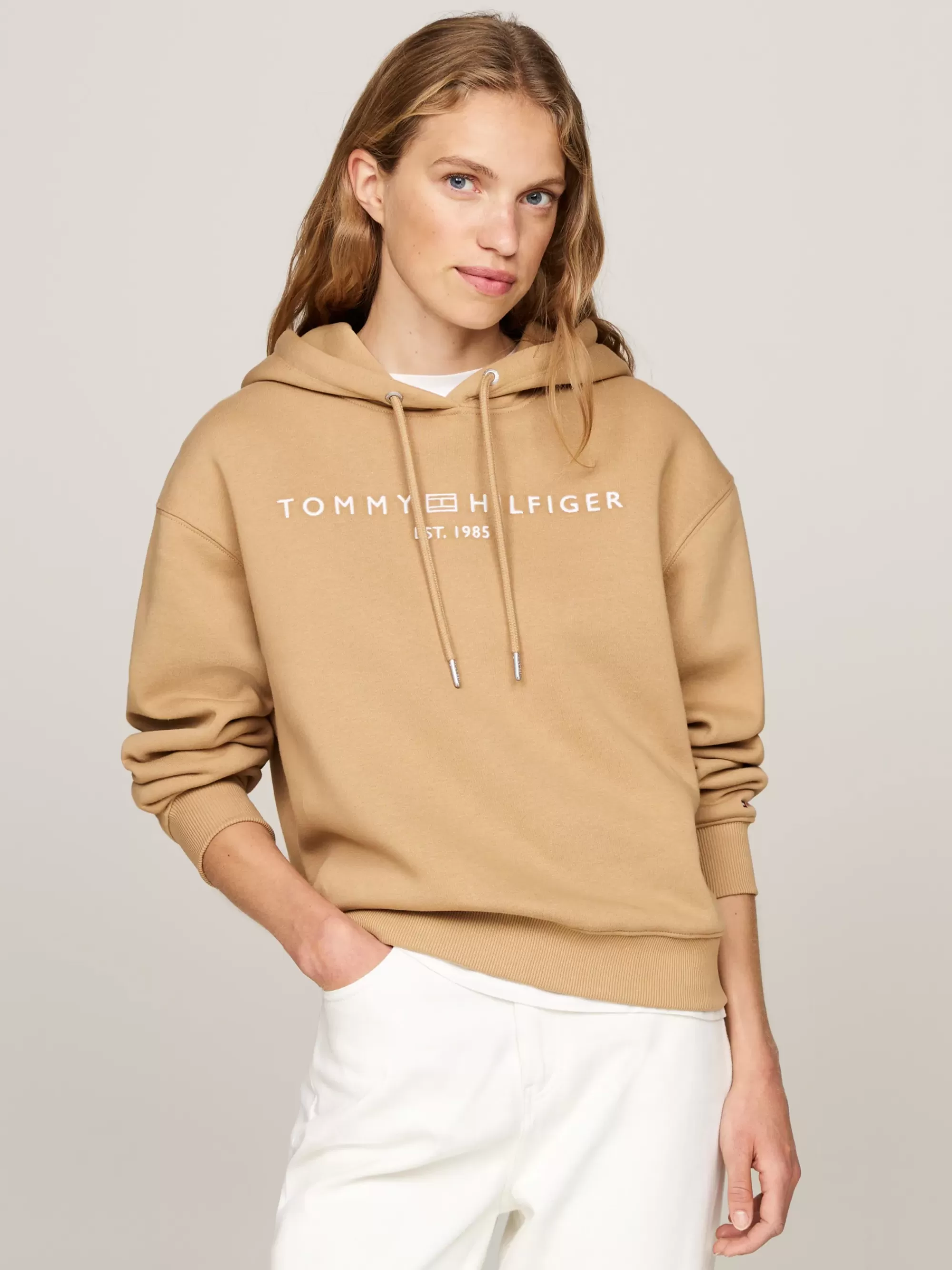 Sweatshirts & Hoodies*Tommy Hilfiger Hoodie Met Geborduurd Logo CLASSIC KHAKI